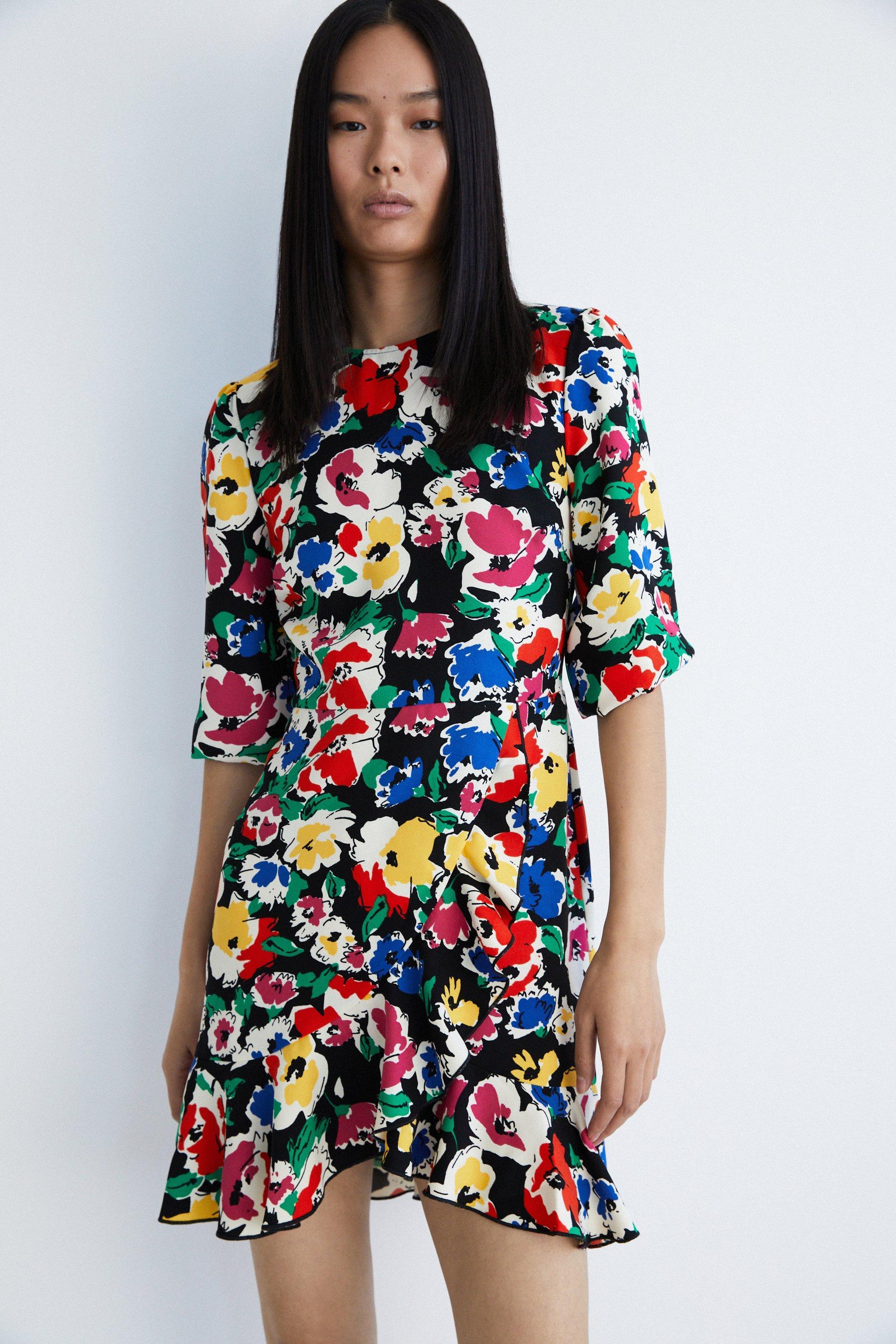 Warehouse Floral Ruffle Detail Flippy Mini Dress Lyst UK