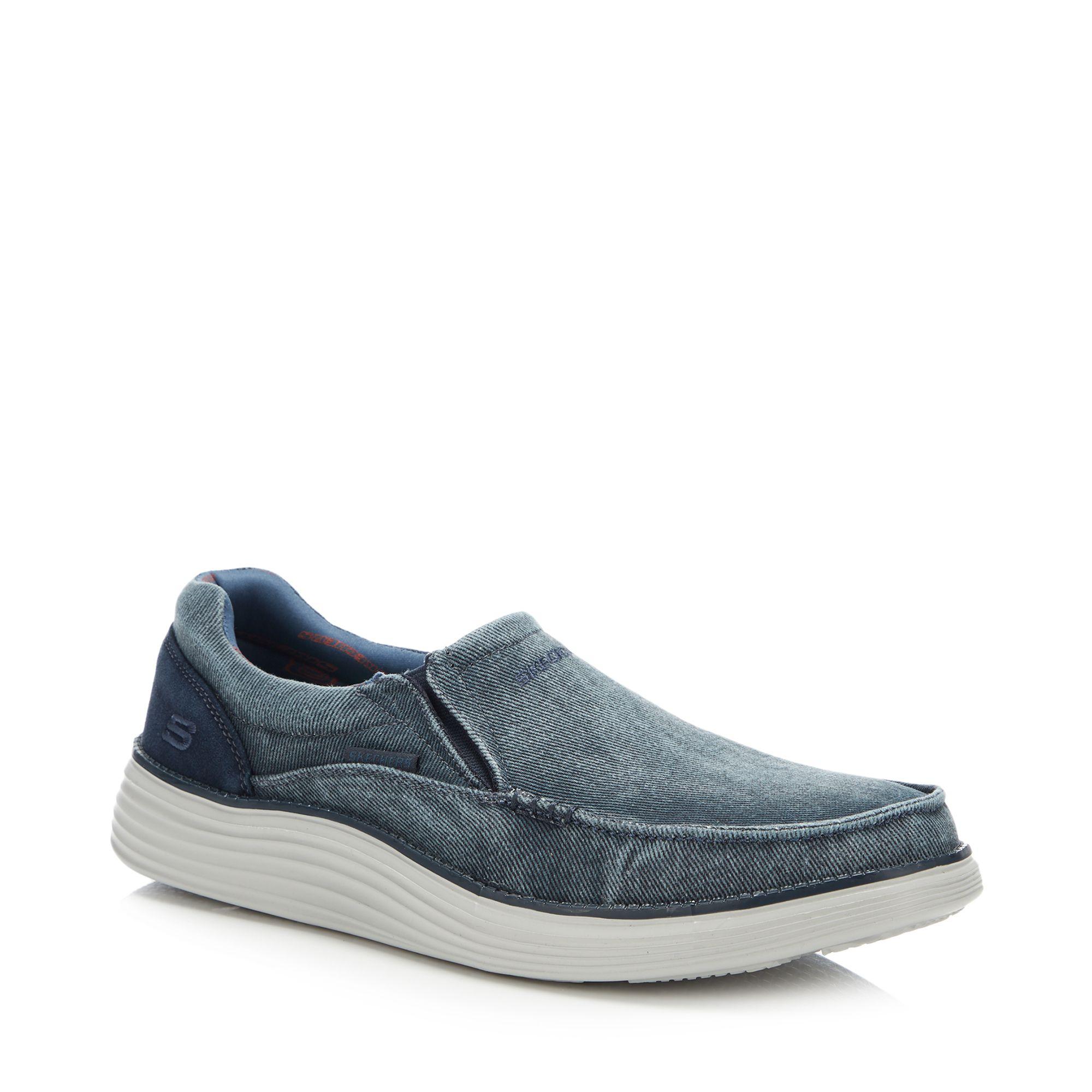 Skechers Men's Canvas 'status 2.0' Slip On Shoes in Blue for Men - Lyst