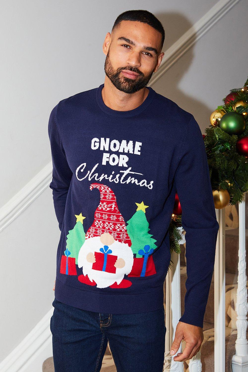 Threadbare gnome Crew Neck Christmas Jumper in Blue for Men