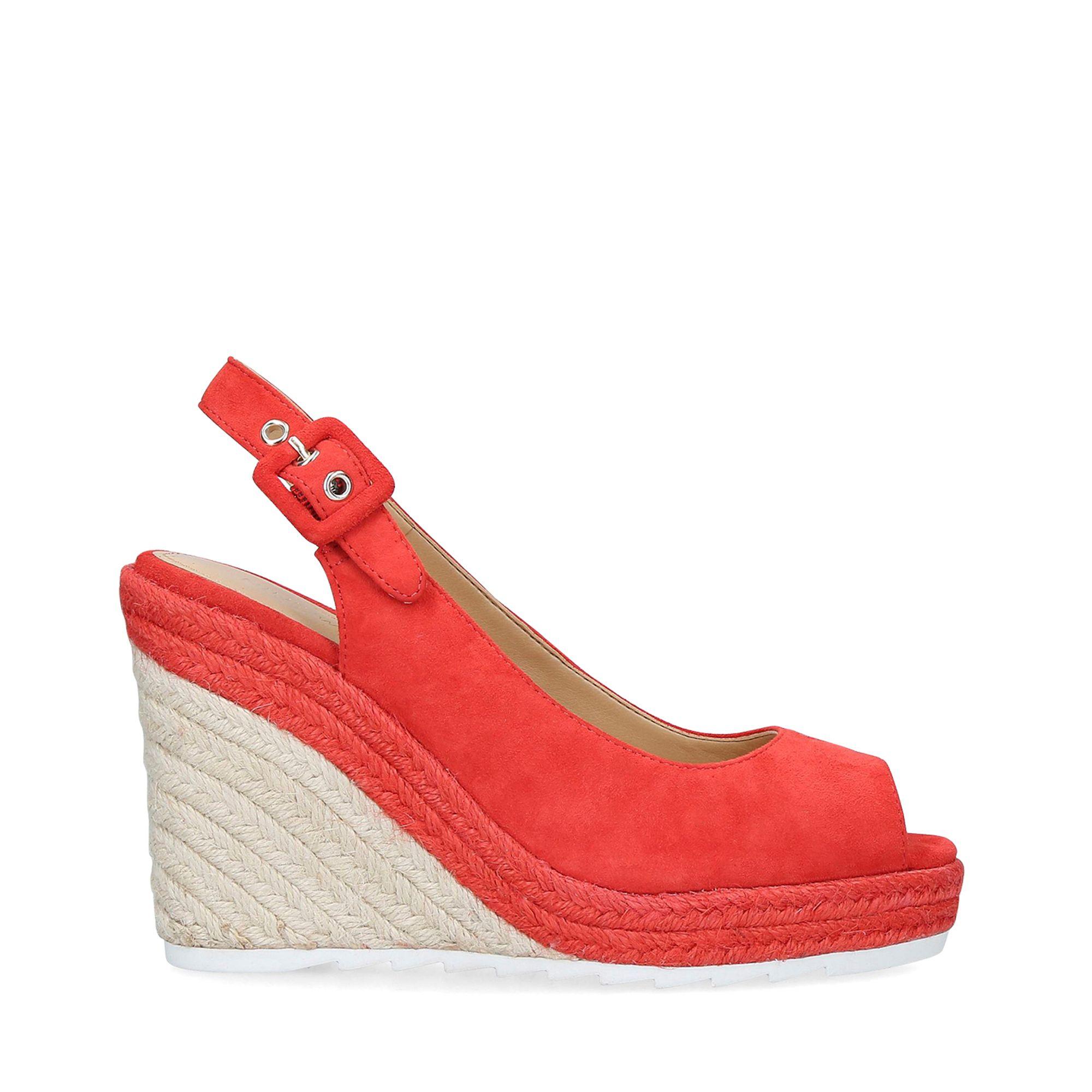 Nine West Suede 'zoey' Espadrille Wedge Sandals in Red - Lyst