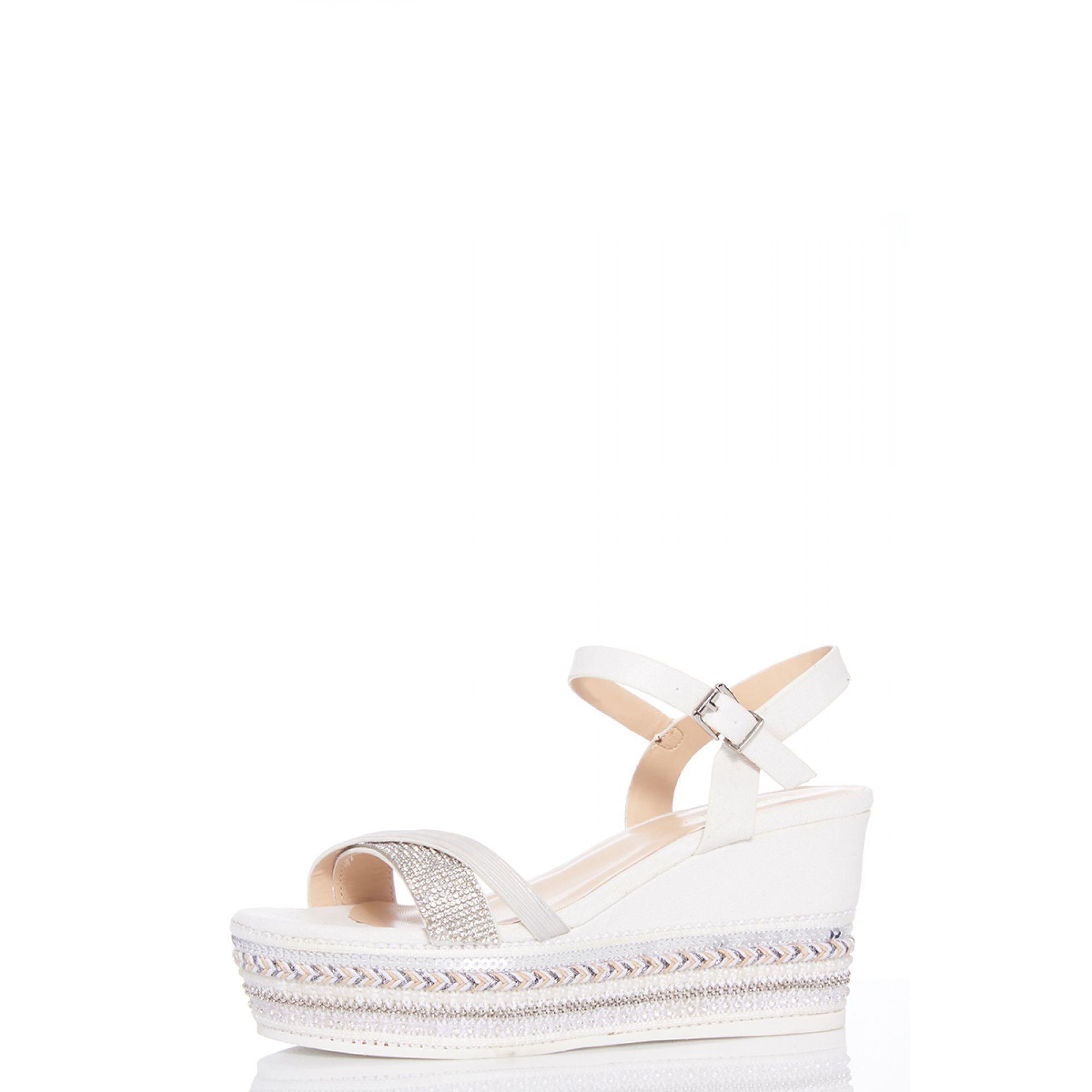 white diamante wedges