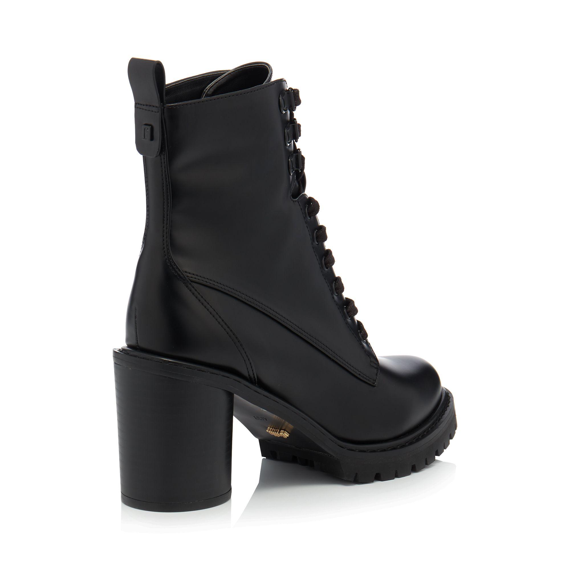faith barc heeled hiker boots in black 