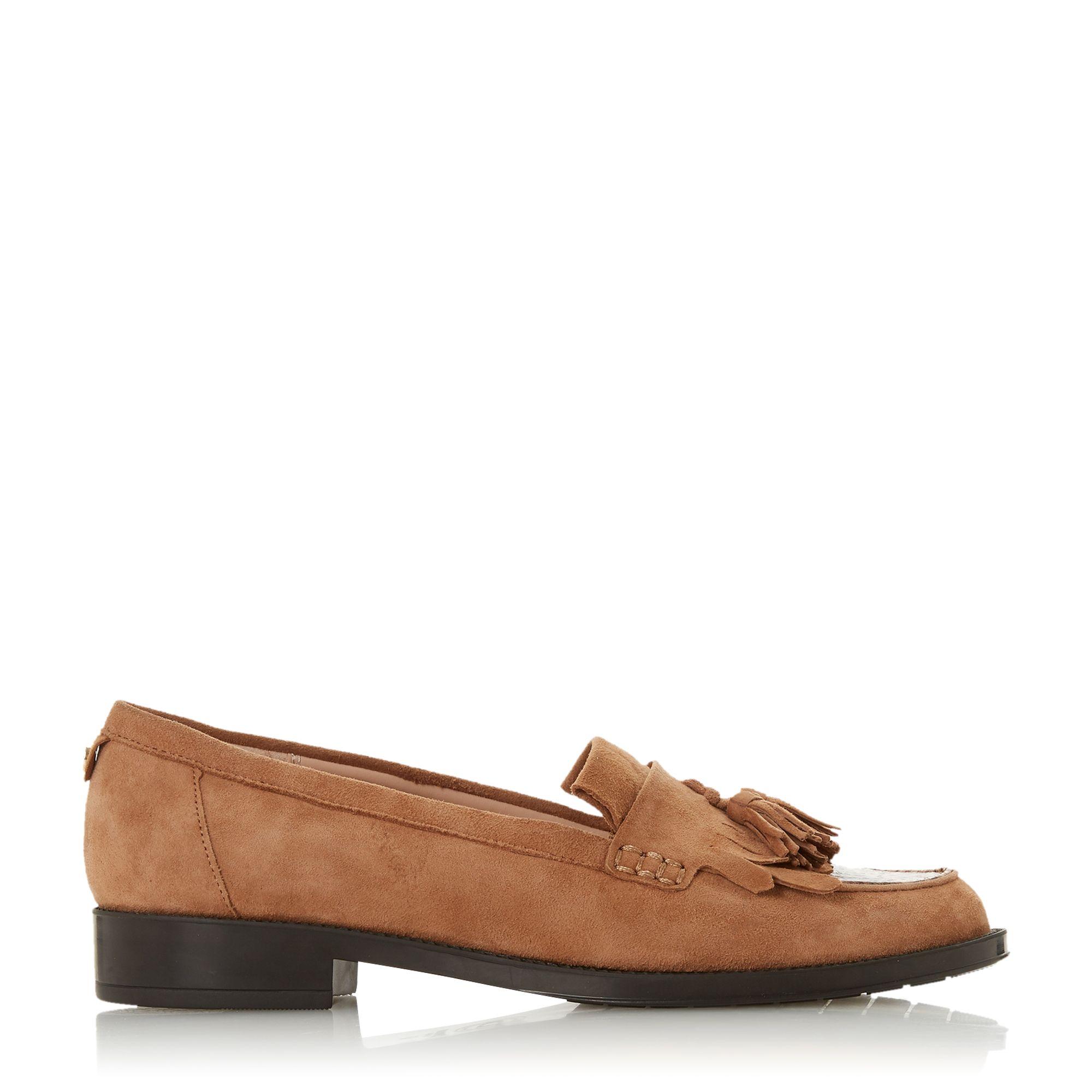 Dune Leather 'greatly' Block Heel Loafers in Camel (Brown) - Lyst