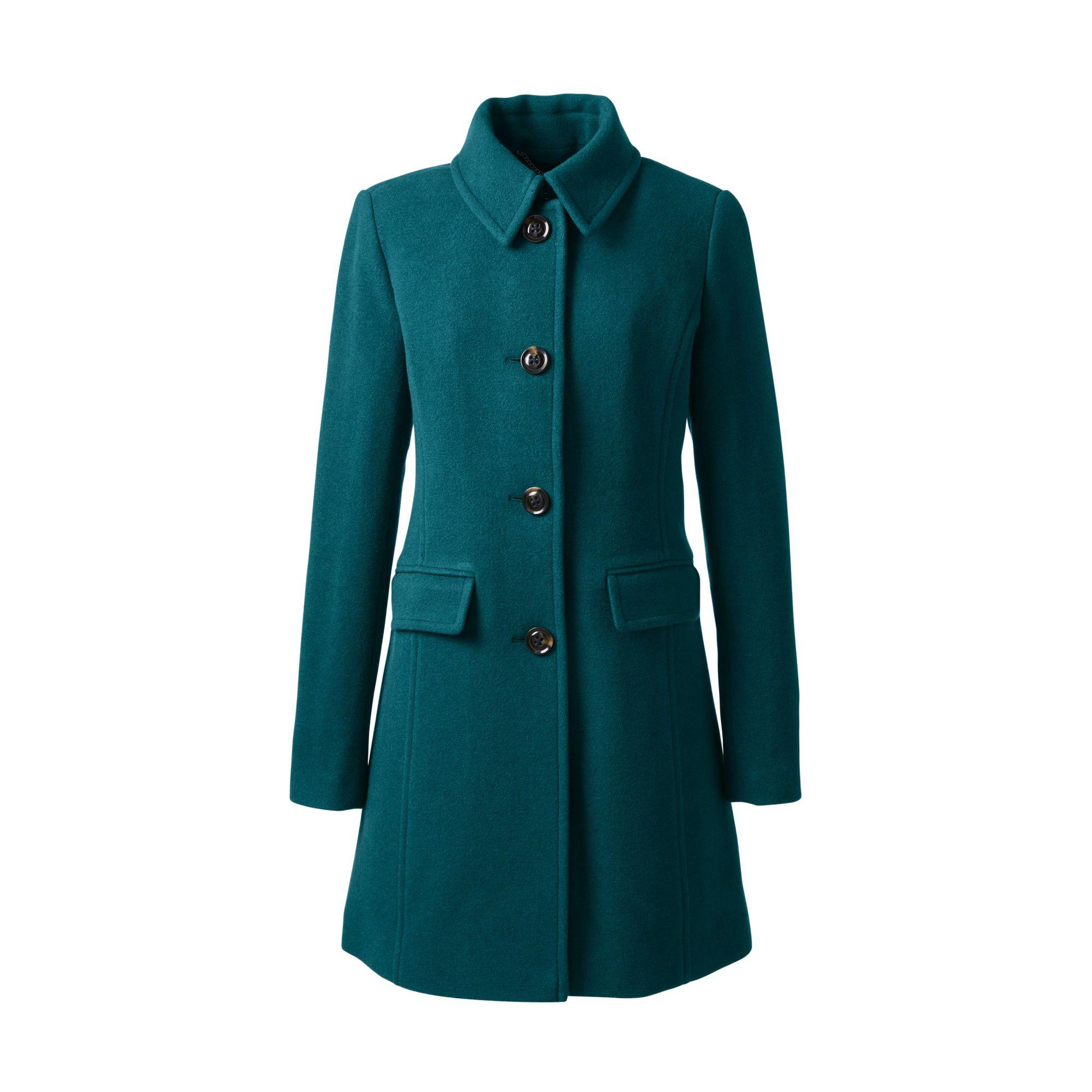 Lands' End Green Wool Blend Car Coat Lyst