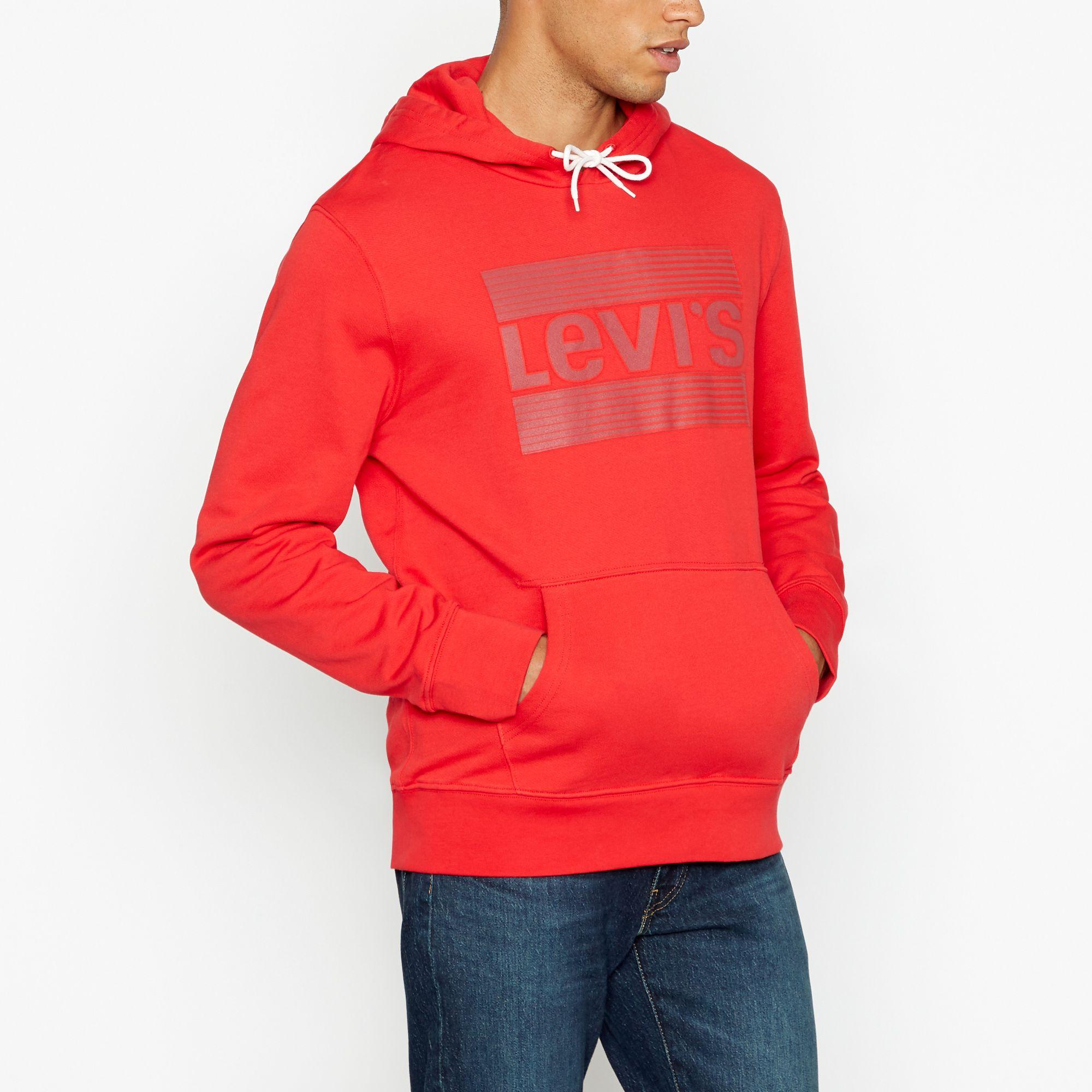 Levi's Cotton Logo Pattern Hoodie in Red for Men - Lyst