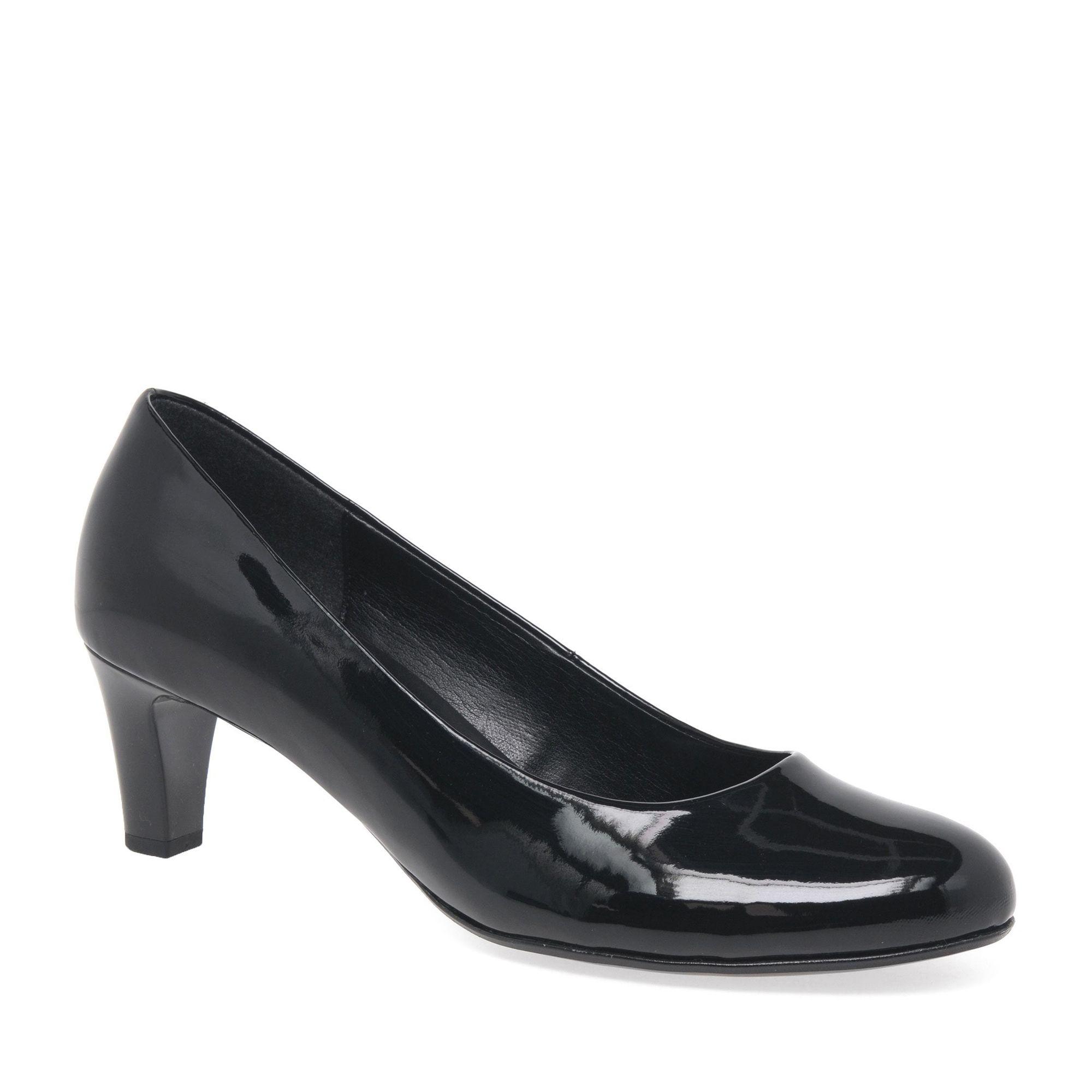 gabor black patent court shoes