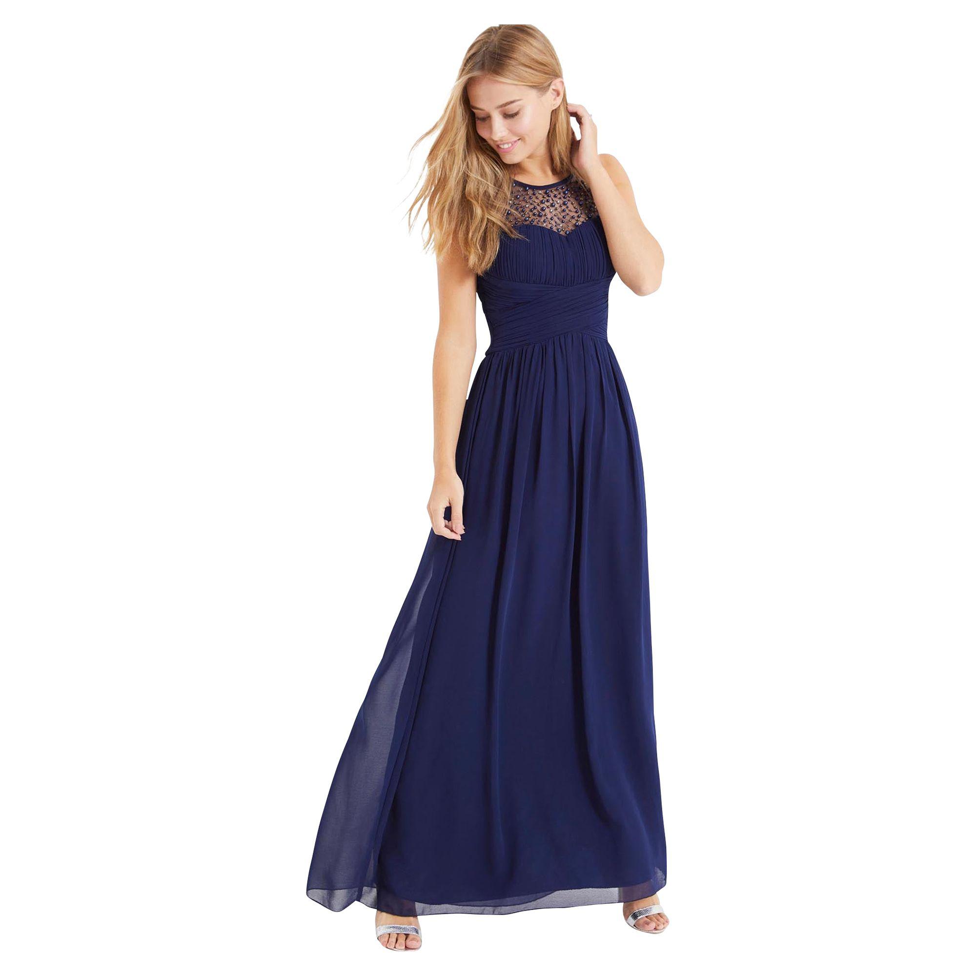little mistress navy embellished dress