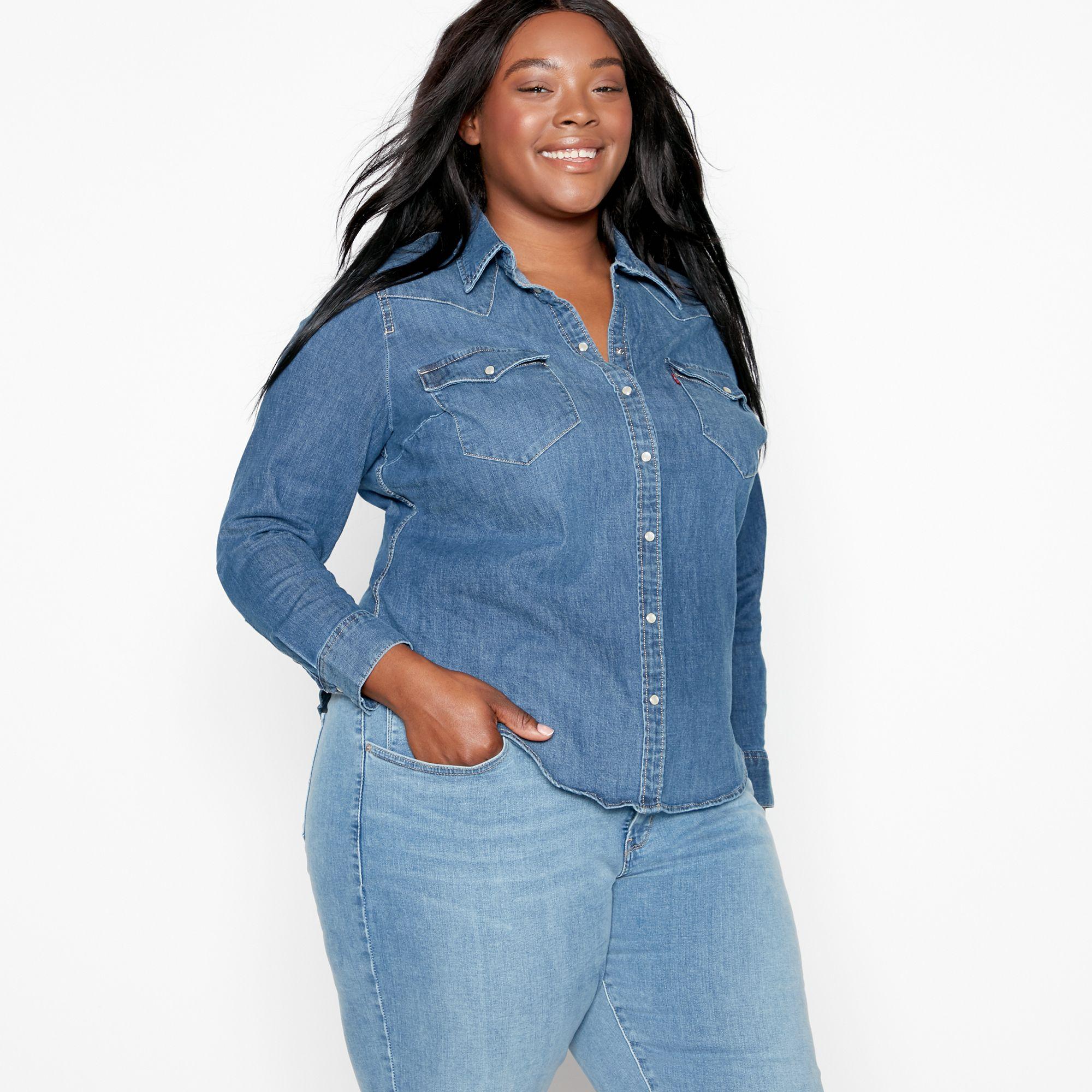 levi plus size denim shirt