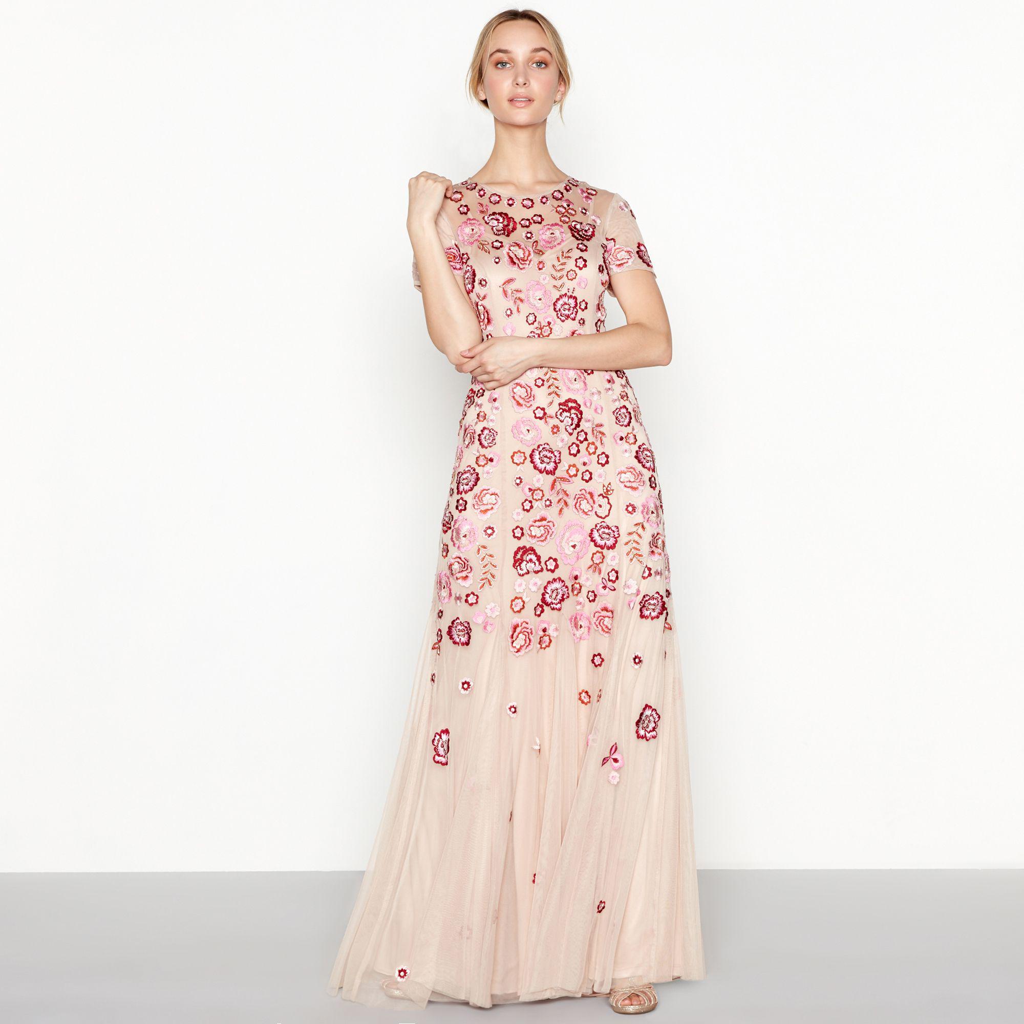 Jenny Packham Rose Floral Embroidered 'chelsea' Round Neck Short Sleeve