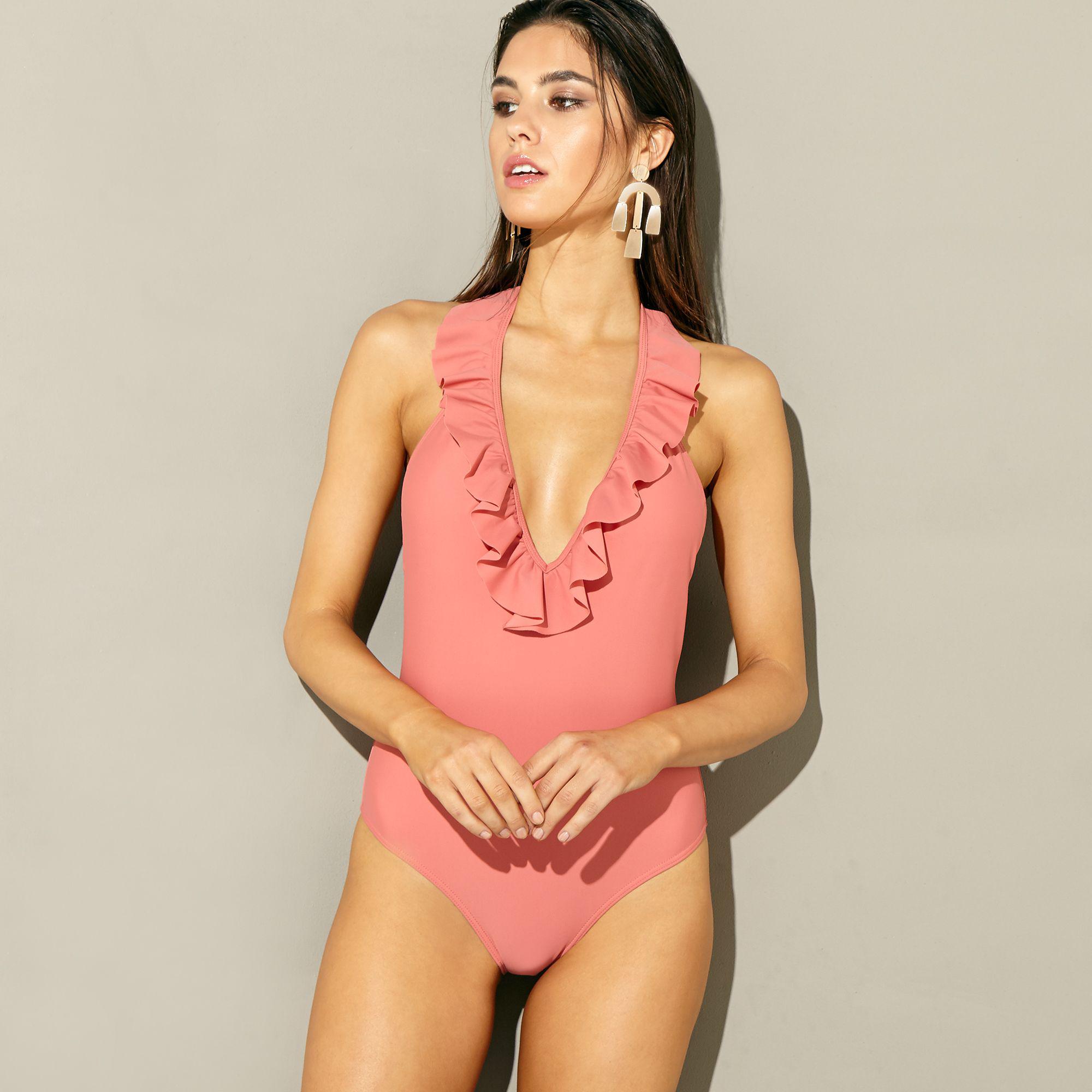 ruffle plunge swimsuit