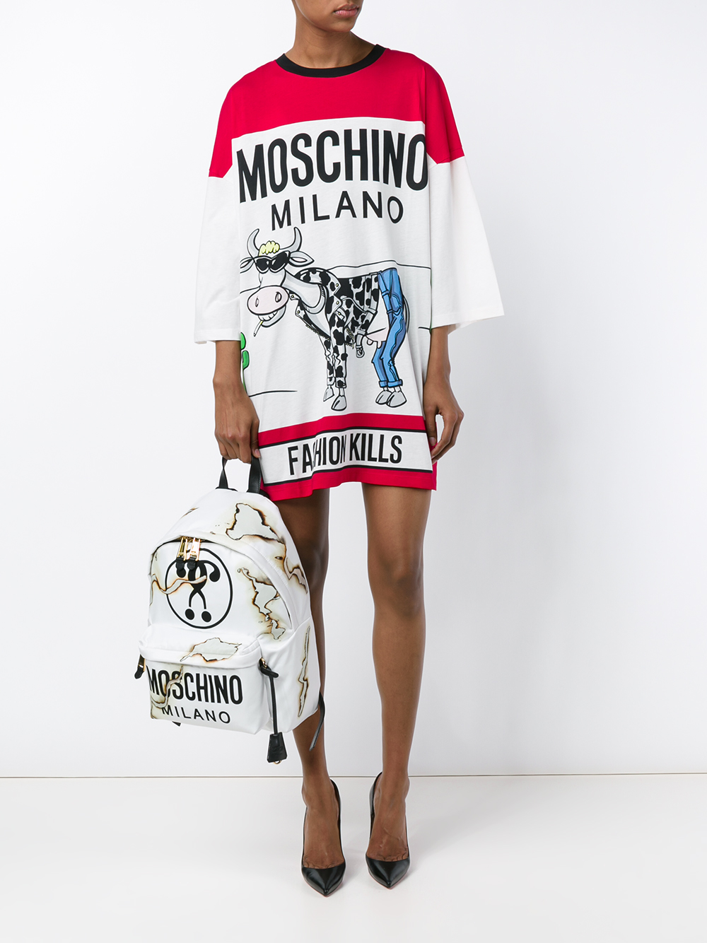 Moschino Fashion Kills T-shirt Dress in Red | Lyst