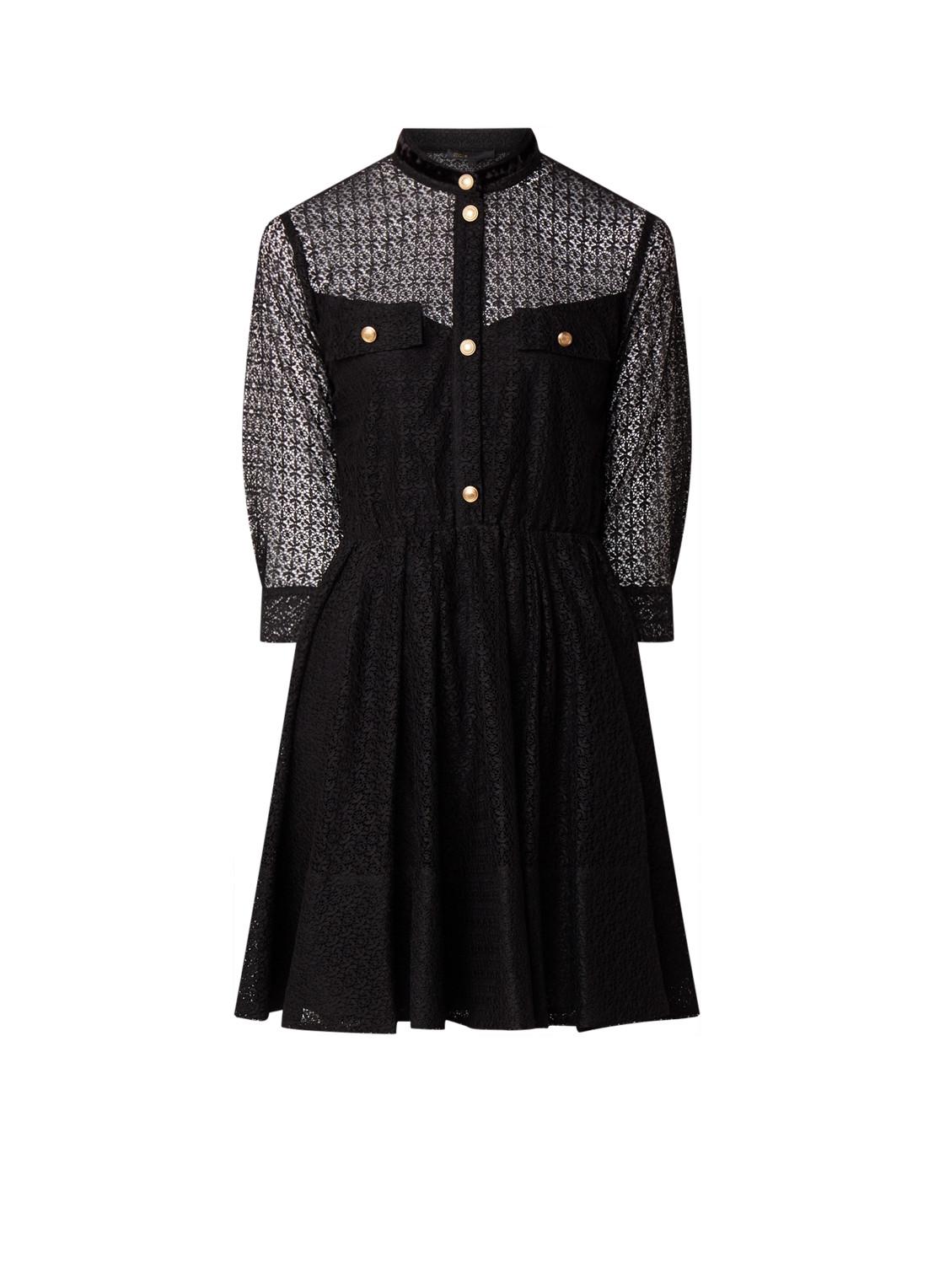 Maje Synthetisch Ramona A Lijn Jurk Van Kant In Het Zwart Lyst