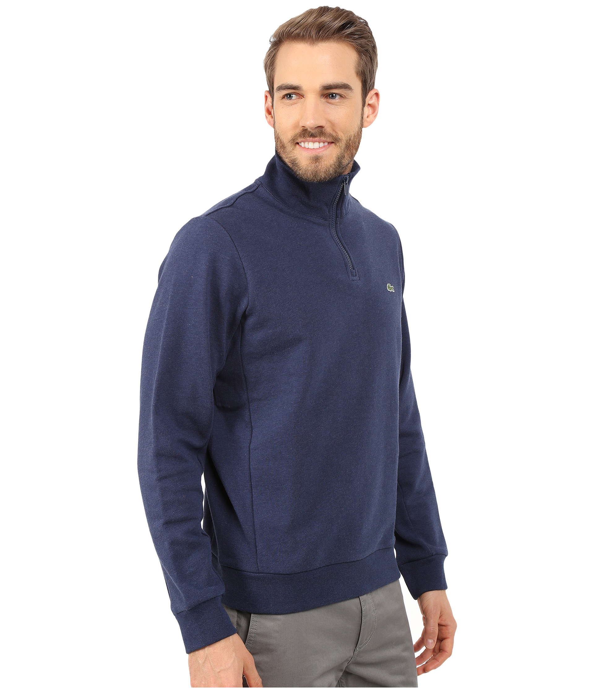Download Lacoste Light Weight Fleece 1/4 Zip Sweatshirt in Blue for ...