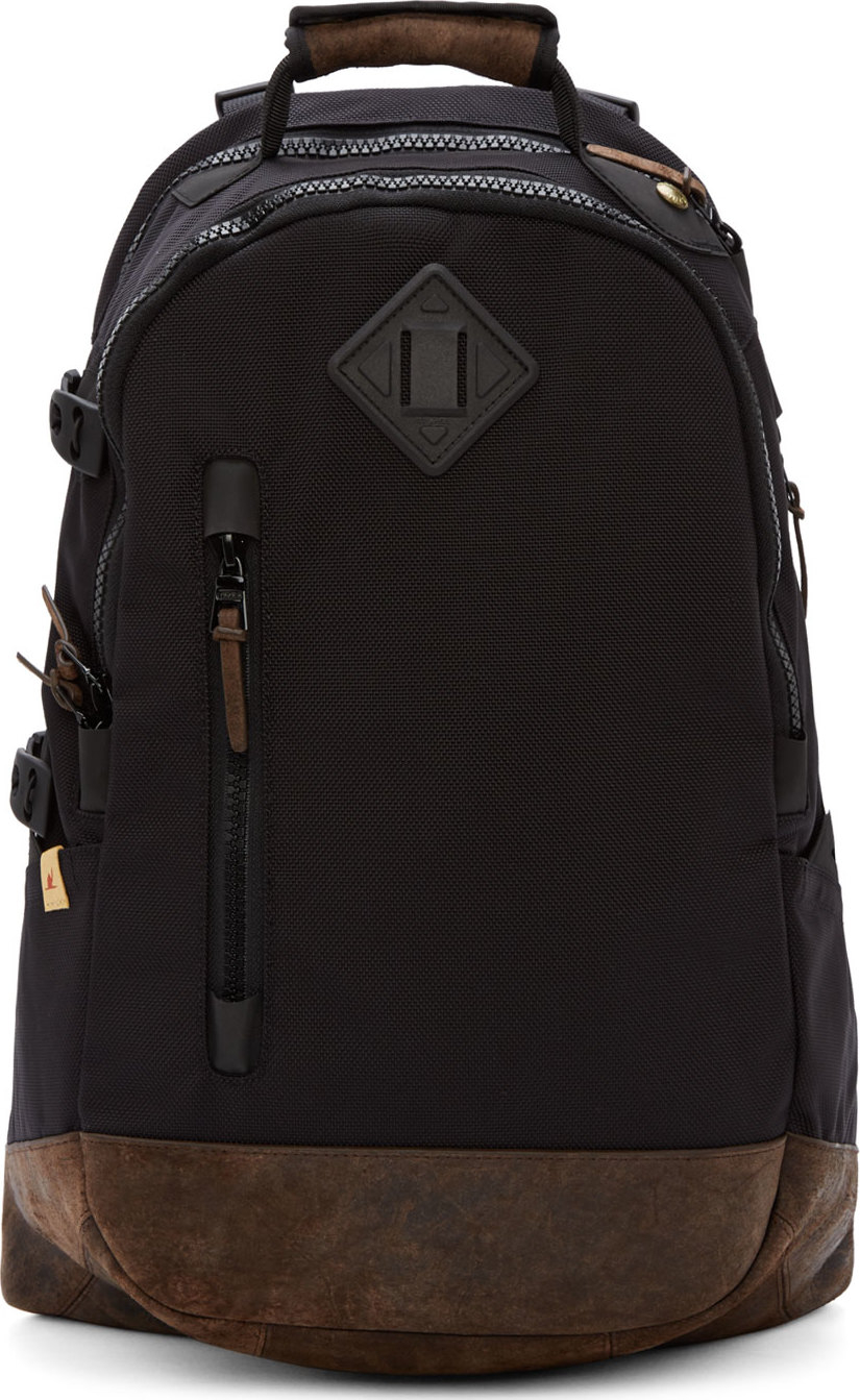 Visvim Black And Brown Leather Ballistic Backpack in Black for Men Lyst