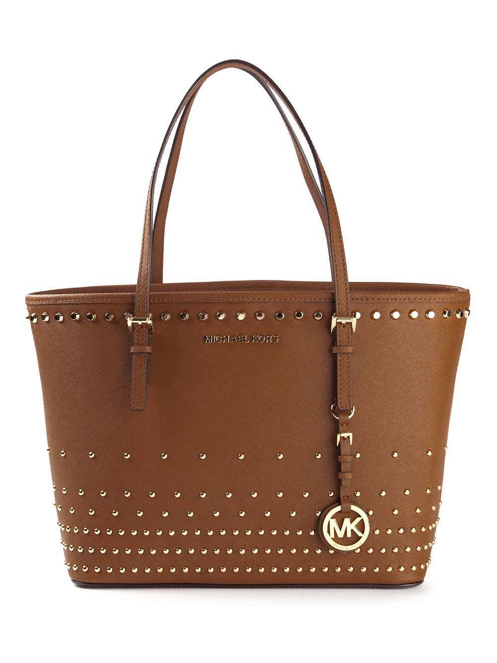 MICHAEL Michael Kors Jet Set Travel Studded Tote in Brown