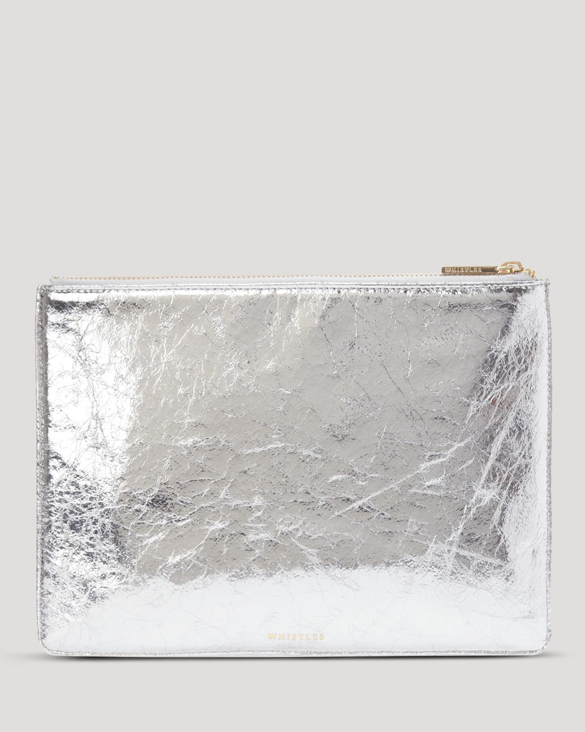 whistles silver clutch