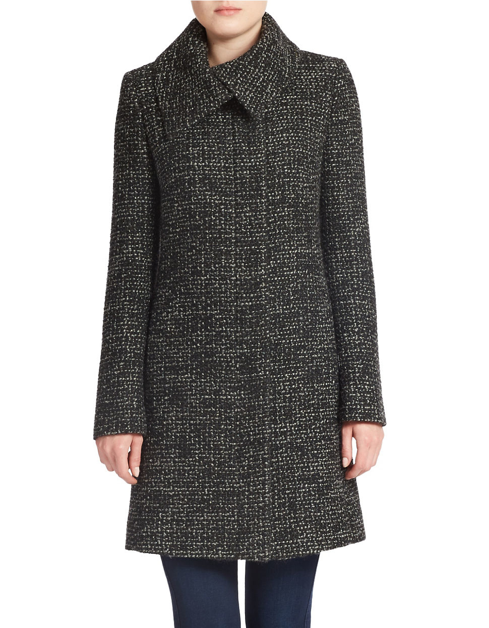 Jones new york Petite Chunky Tweed Woolblend Coat in Black Lyst