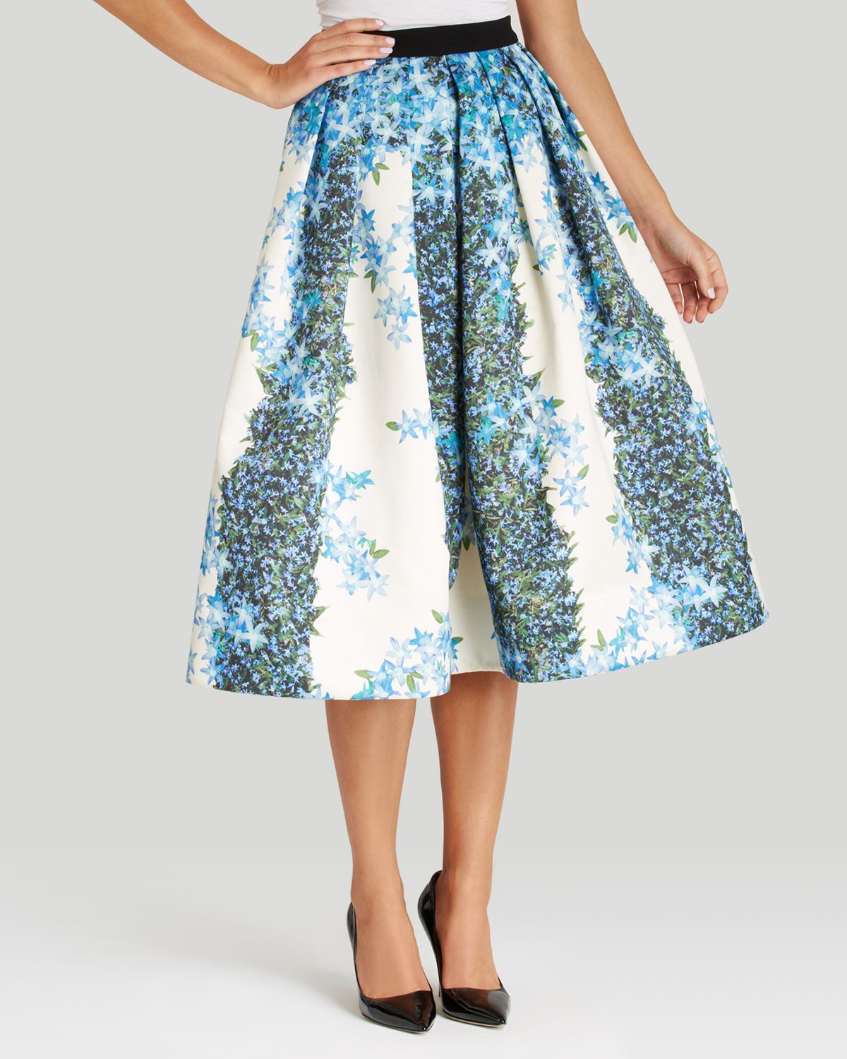 Tibi Skirt - Sidewalk Floral Full Midi in Blue - Lyst
