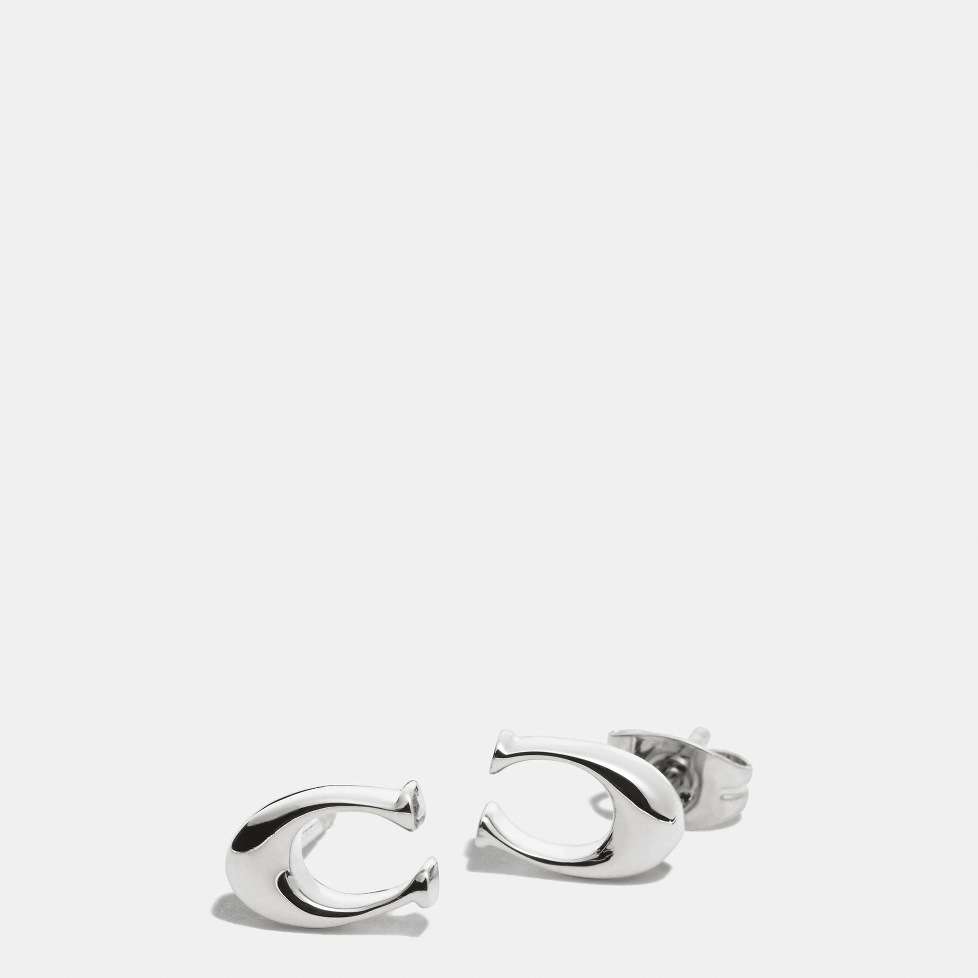 COACH Signature C Stud Earrings in Metallic | Lyst