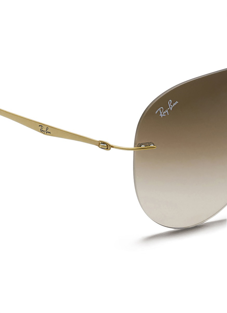Ray-Ban 'aviator Light Ray' Rimless Sunglasses in Metallic - Lyst