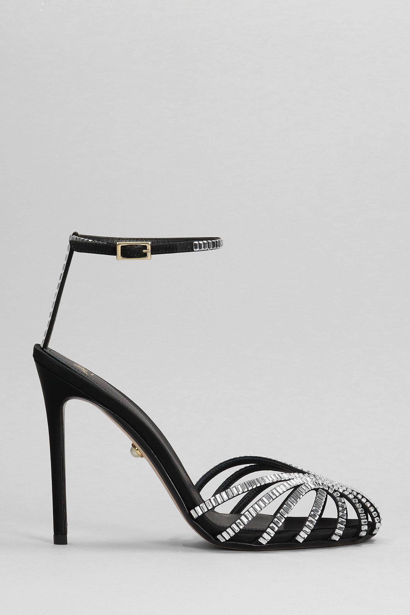 ALEVI Penelope 110 Sandals In Black Satin in Metallic | Lyst