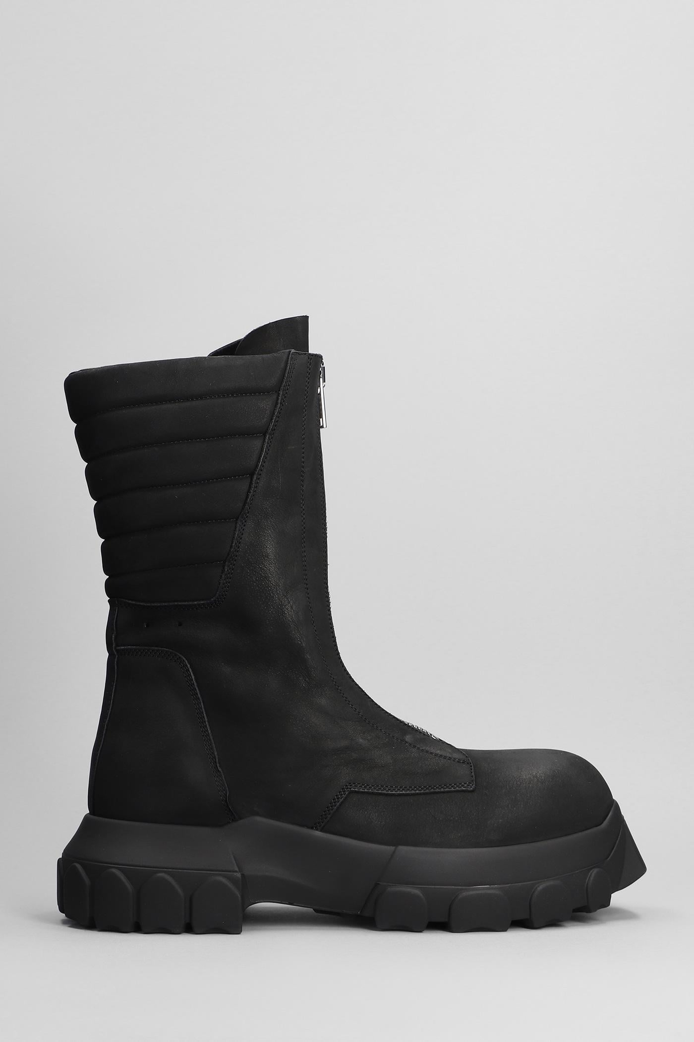 Rick Owens Moto Turbo Tractor Combat Boots in Black for Men | Lyst