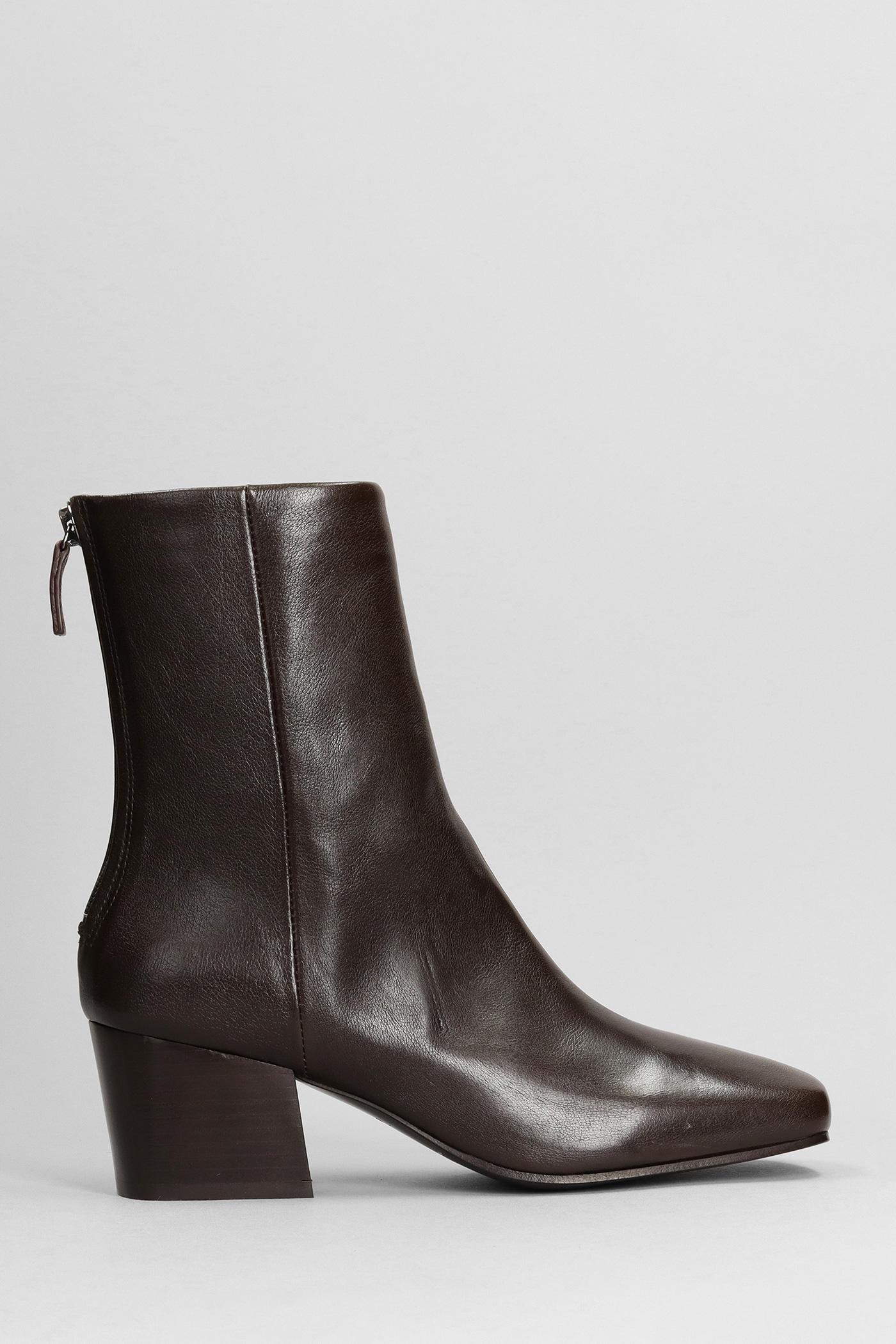 Lemaire High Heels Ankle Boots In Brown Leather | Lyst