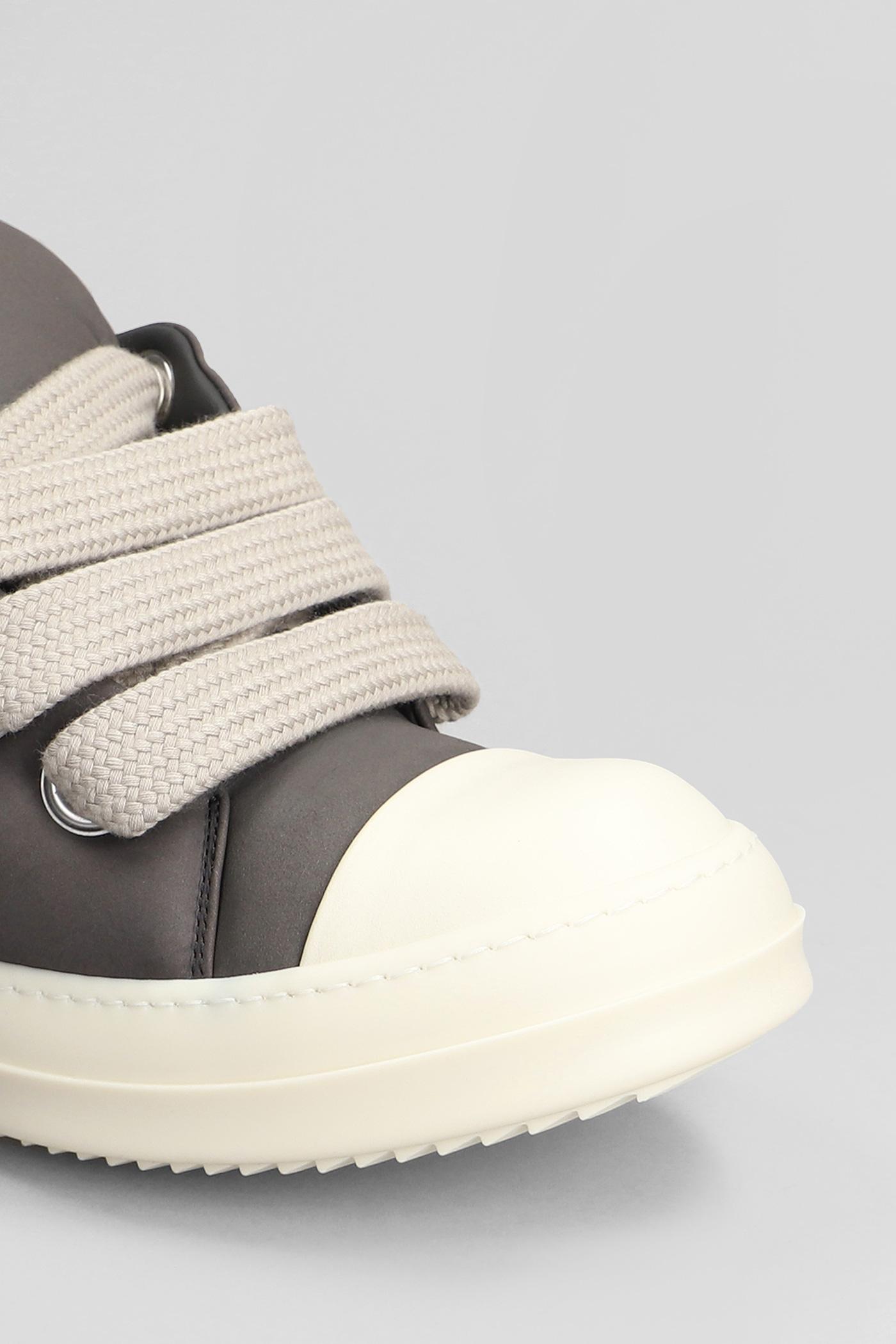 Rick Owens Jumbo Lace Padded Sneakers In Grey Leather in Gray for