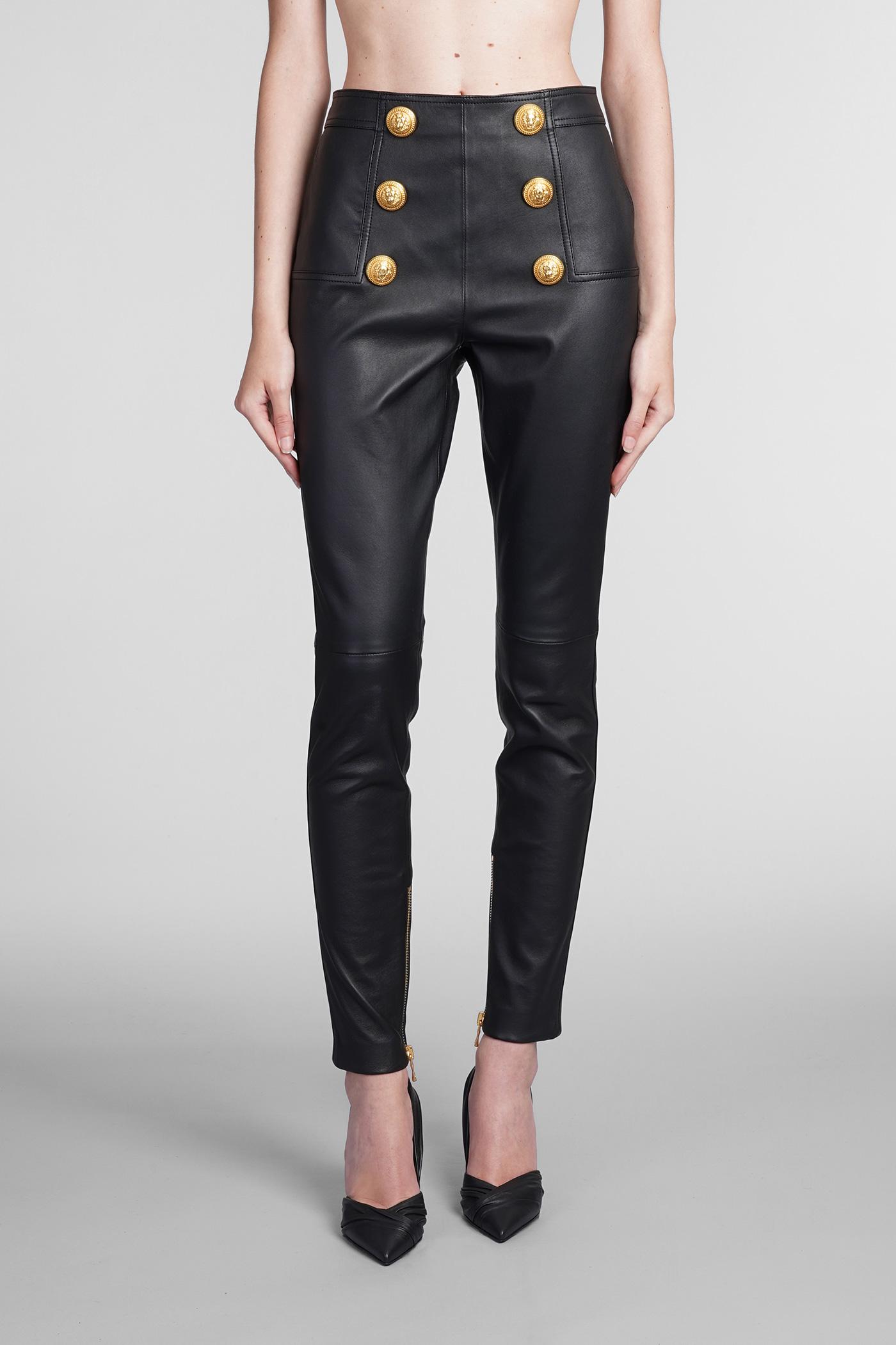 Balmain Pants In Leather in Black (Blue) - Save 50% | Lyst