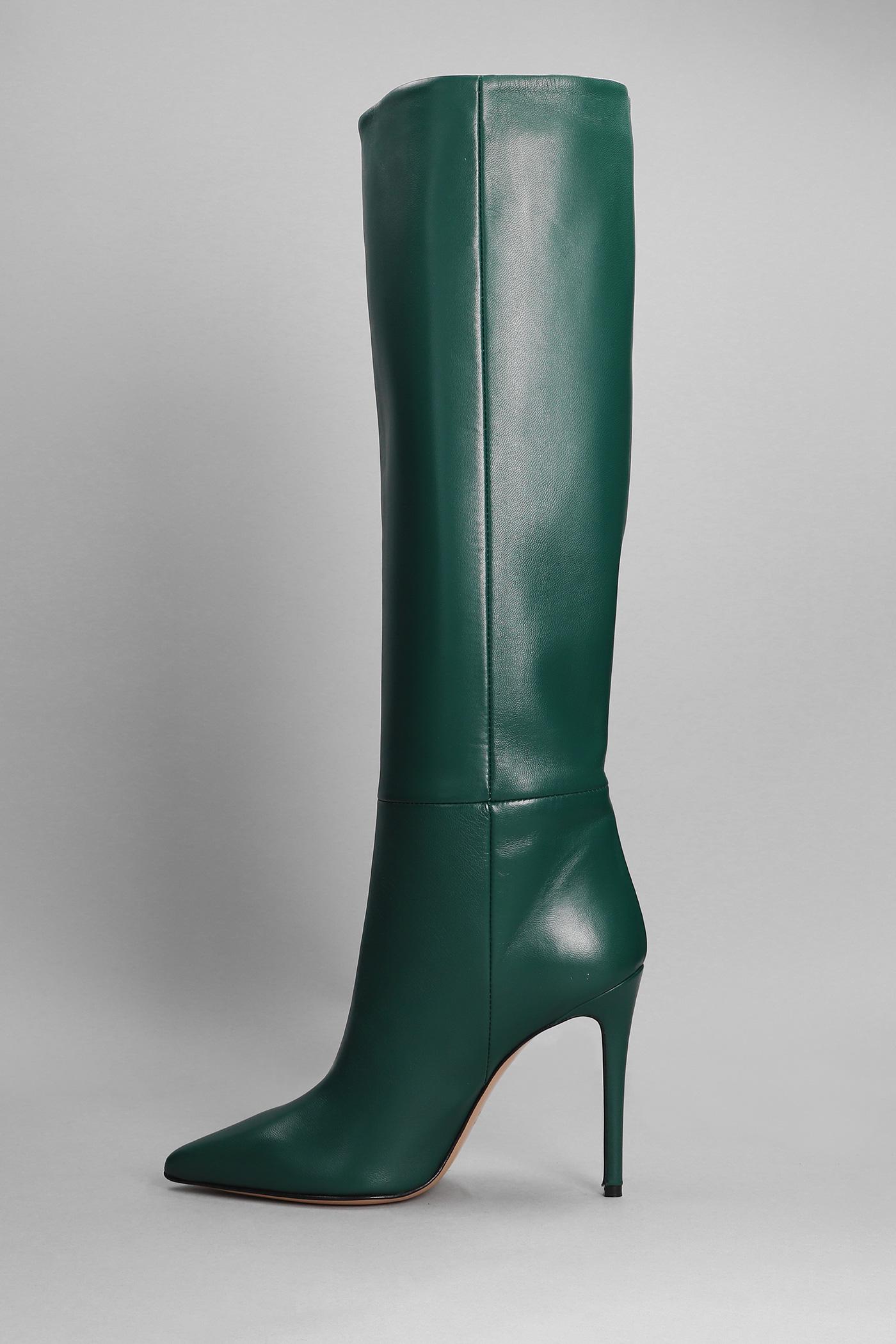 Anna F. High Heels Boots In Green Leather | Lyst