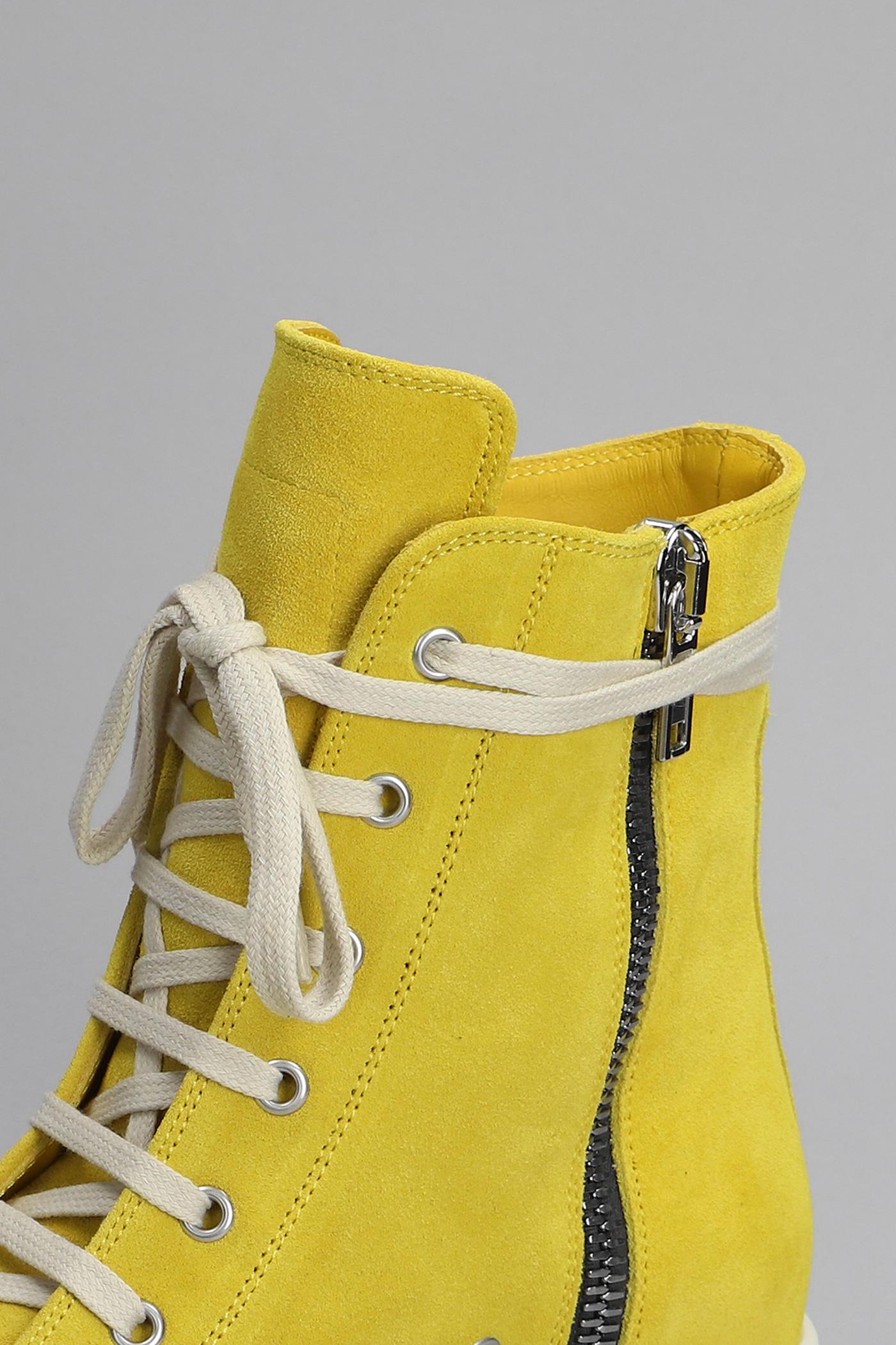 Rick Owens High-top Suede Sneakers in Yellow for Men | Lyst