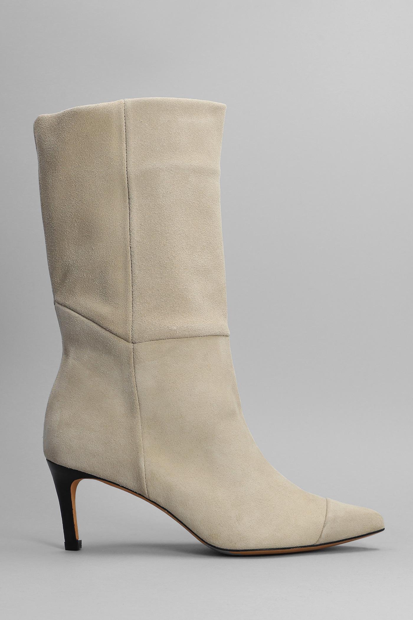 IRO Takari High Heels Ankle Boots In Beige Suede in Natural Lyst