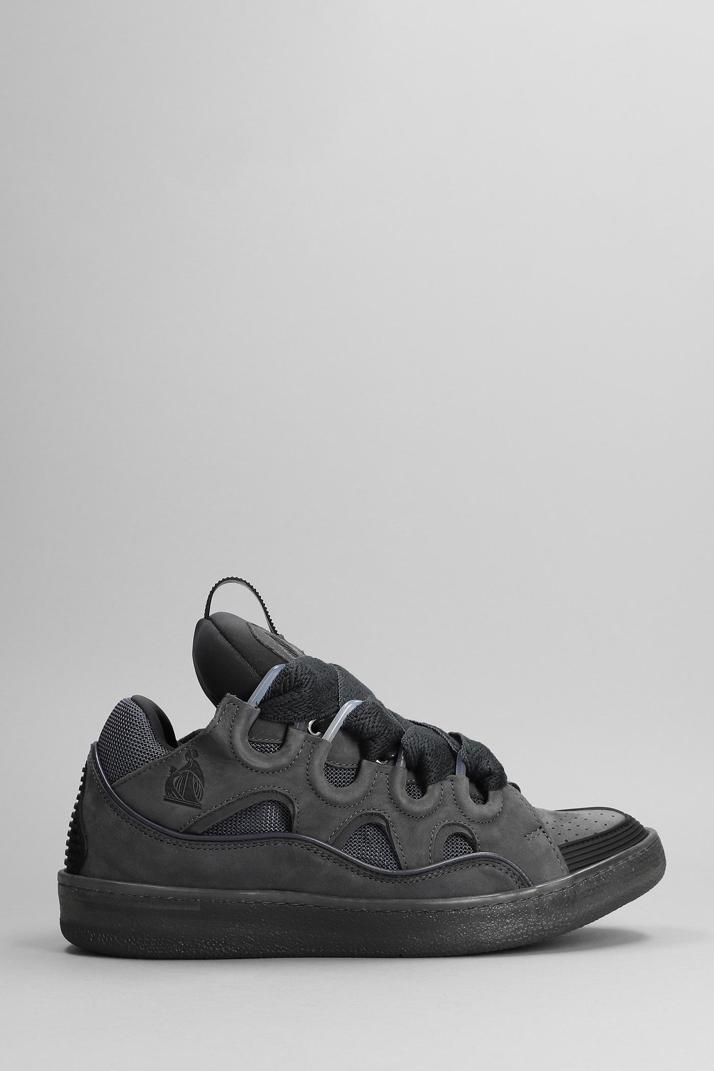 Lanvin Curb Sneakers In Grey Leather in Gray for Men | Lyst