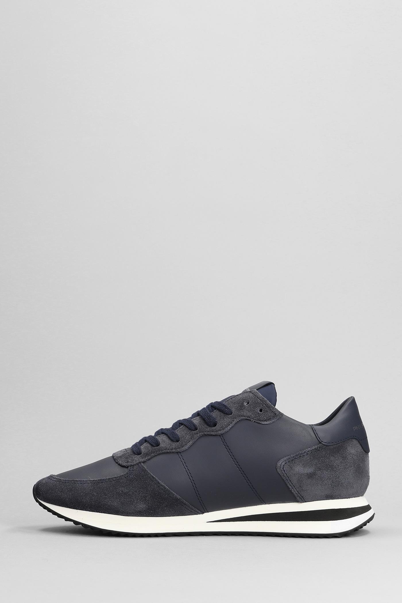 Philippe Model Trpx Sneakers In Blue Suede And Leather in Gray for