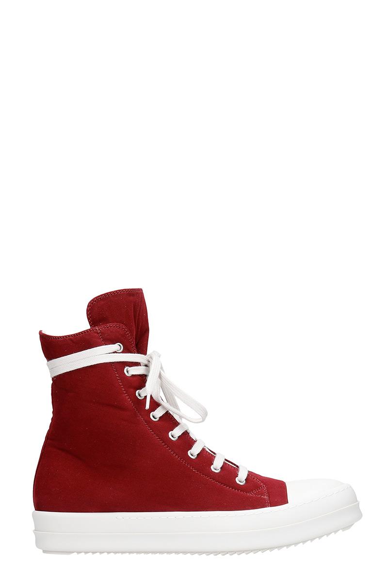 renhed afvisning Latter Rick Owens DRKSHDW Sneakers In Bordeaux Fabric in Red for Men | Lyst