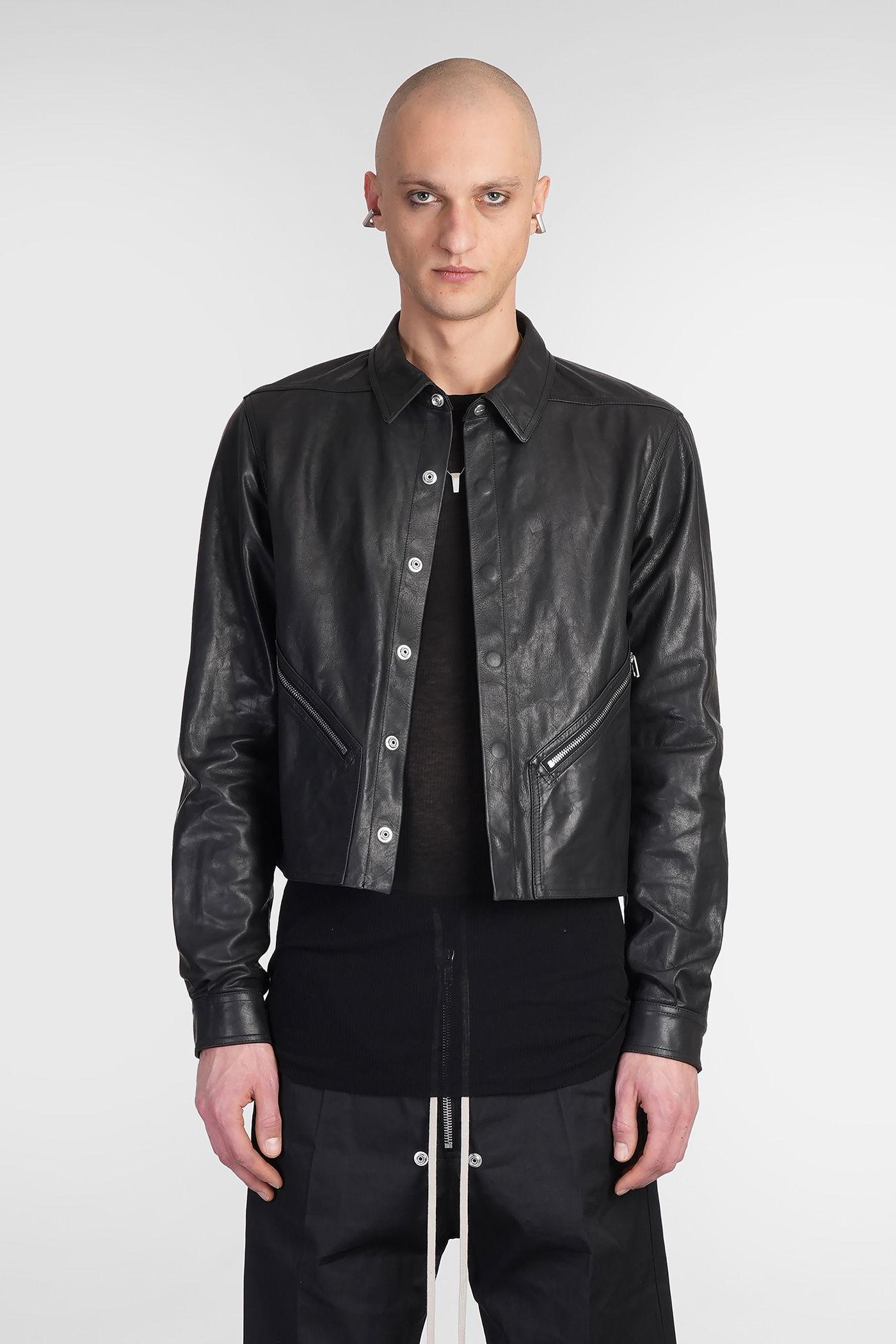 Rick Owens Tour Alice Shirt Leather Jacket In Black Leather in
