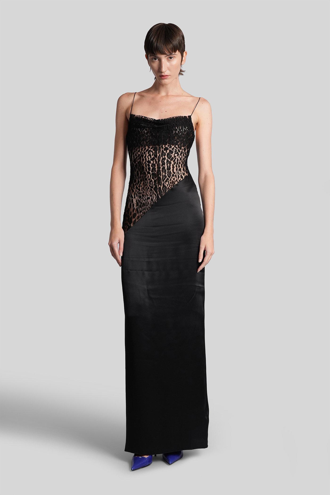 balmain long black dress Long embellished velvet dress