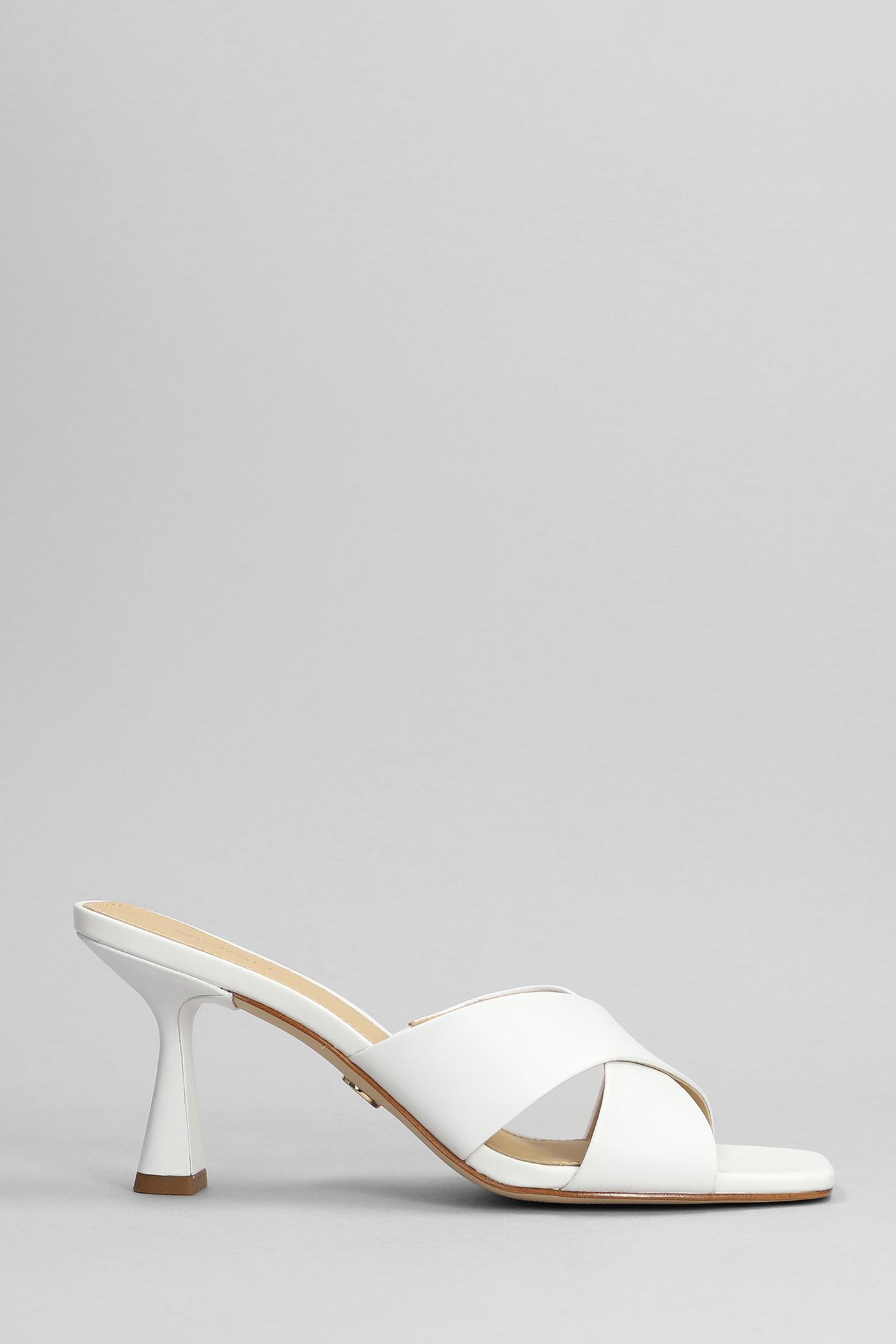 Michael Kors Clara Mule Sandals In White Leather | Lyst