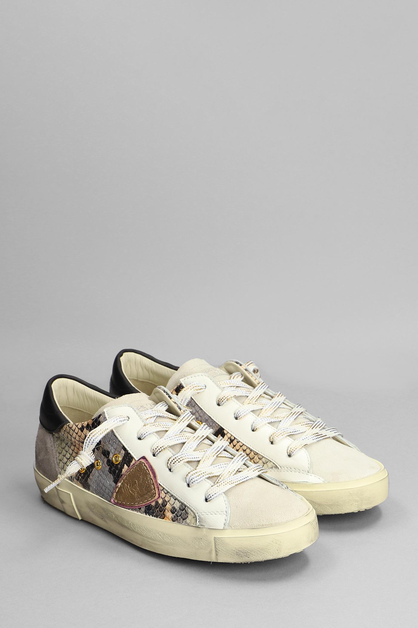 Sneakers Prsx in pelle e camoscio Stampa Pitone di Philippe Model