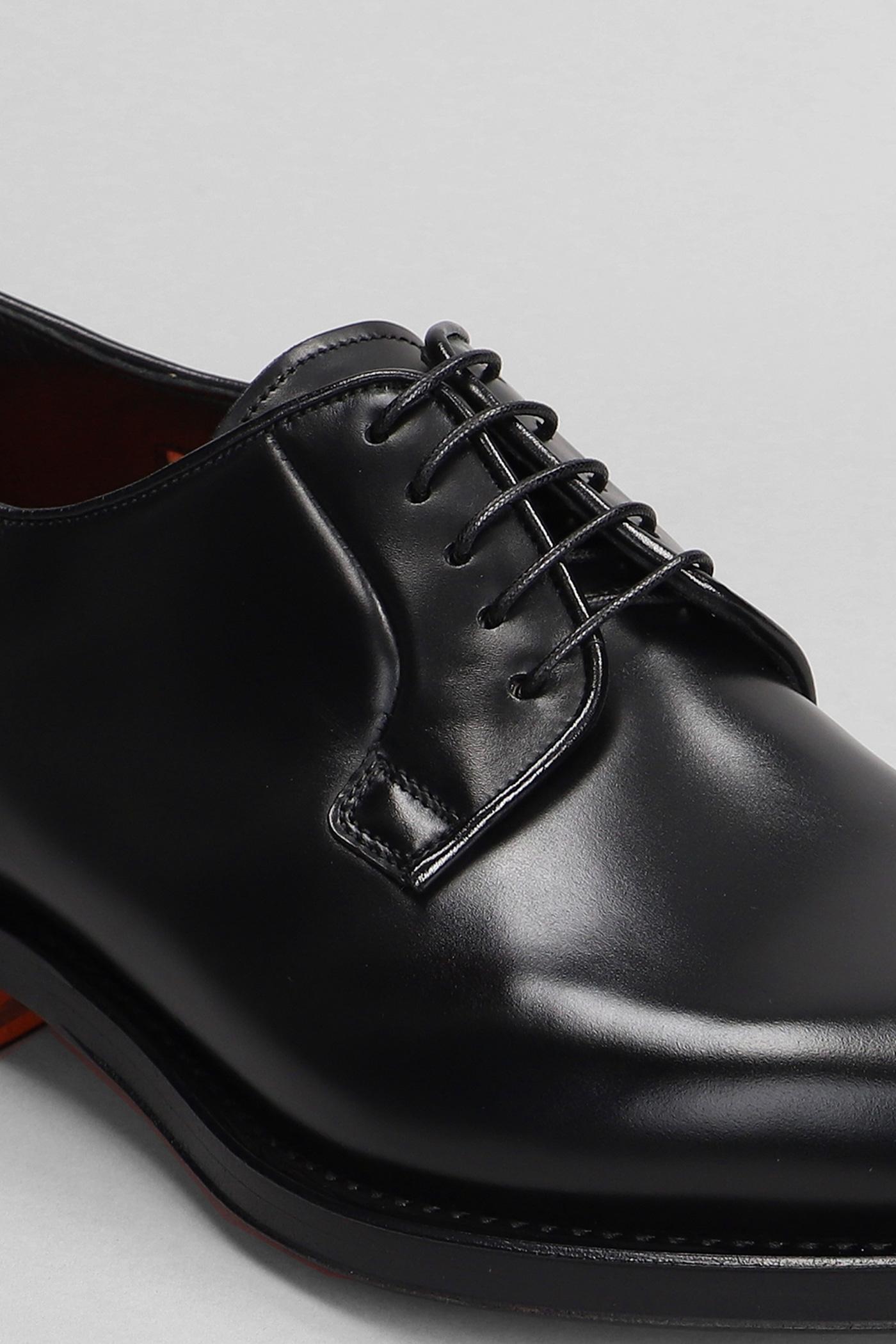 Santoni Ensley Lace Up Shoes In Black Leather in Gray for Men | Lyst