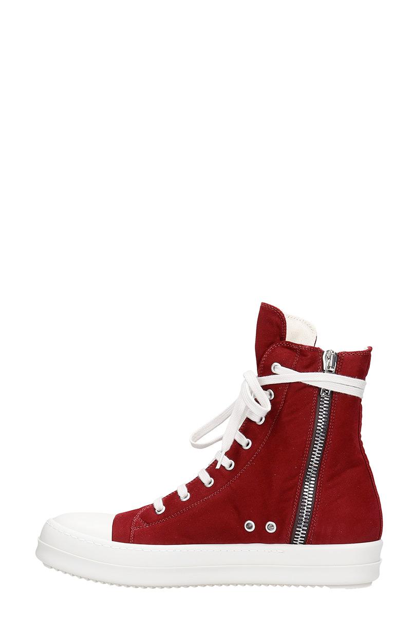 renhed afvisning Latter Rick Owens DRKSHDW Sneakers In Bordeaux Fabric in Red for Men | Lyst