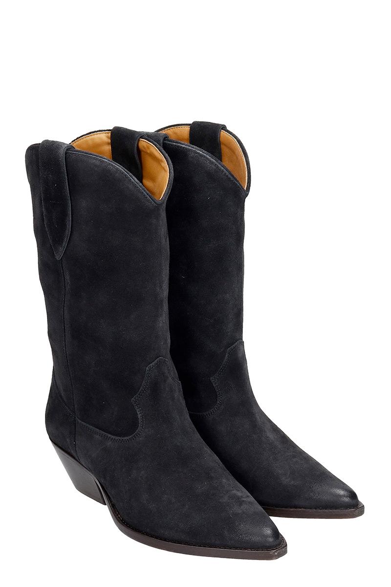 Isabel Marant Duerto Texan Ankle Boots In Black Suede - Lyst