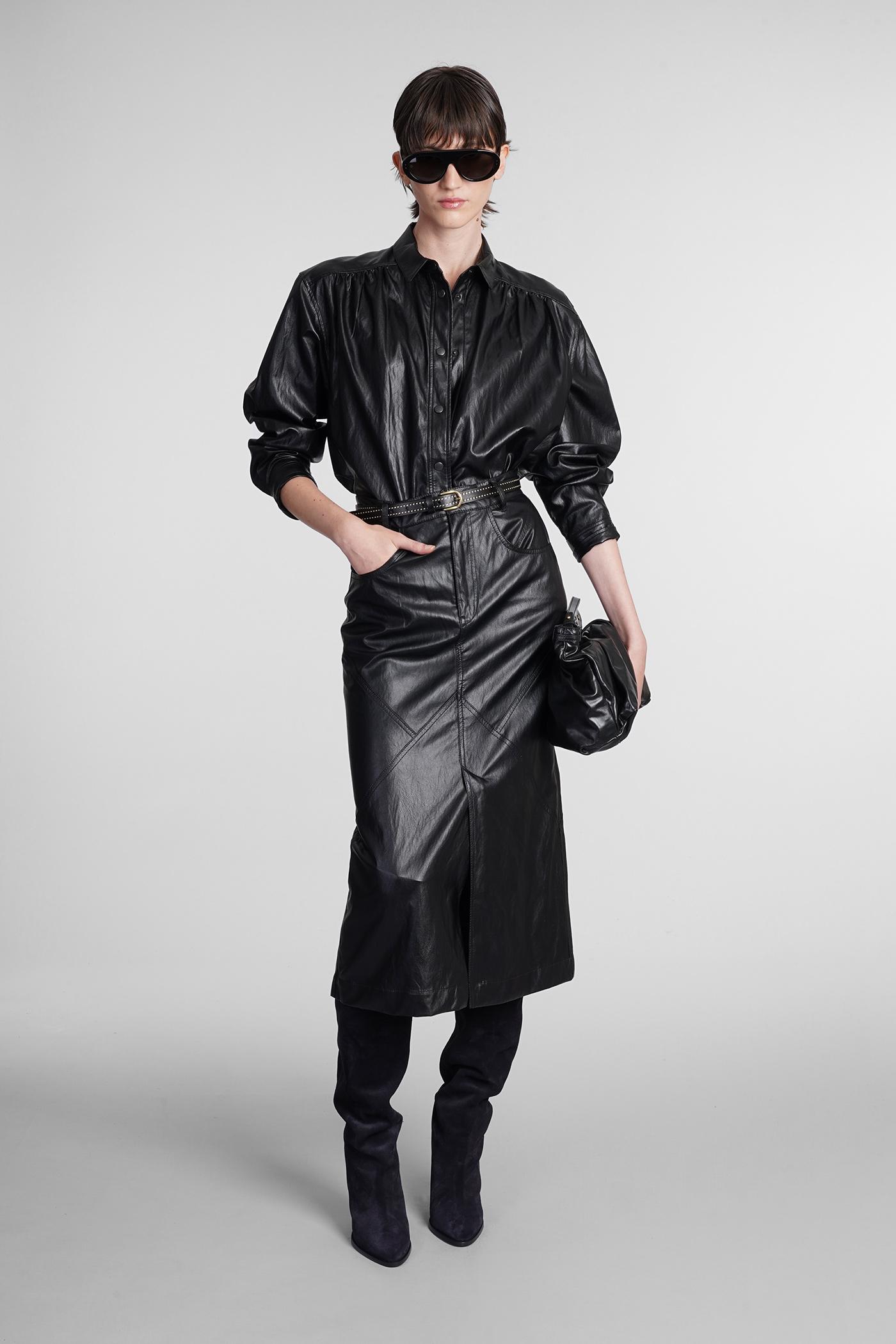 toile Isabel Marant Cecilia Skirt In Black Polyuretan Lyst