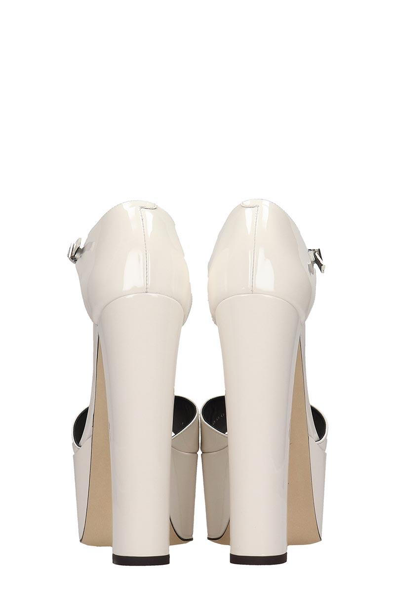 Giuseppe Zanotti Bebe Touch Sandals In White Patent Leather Lyst