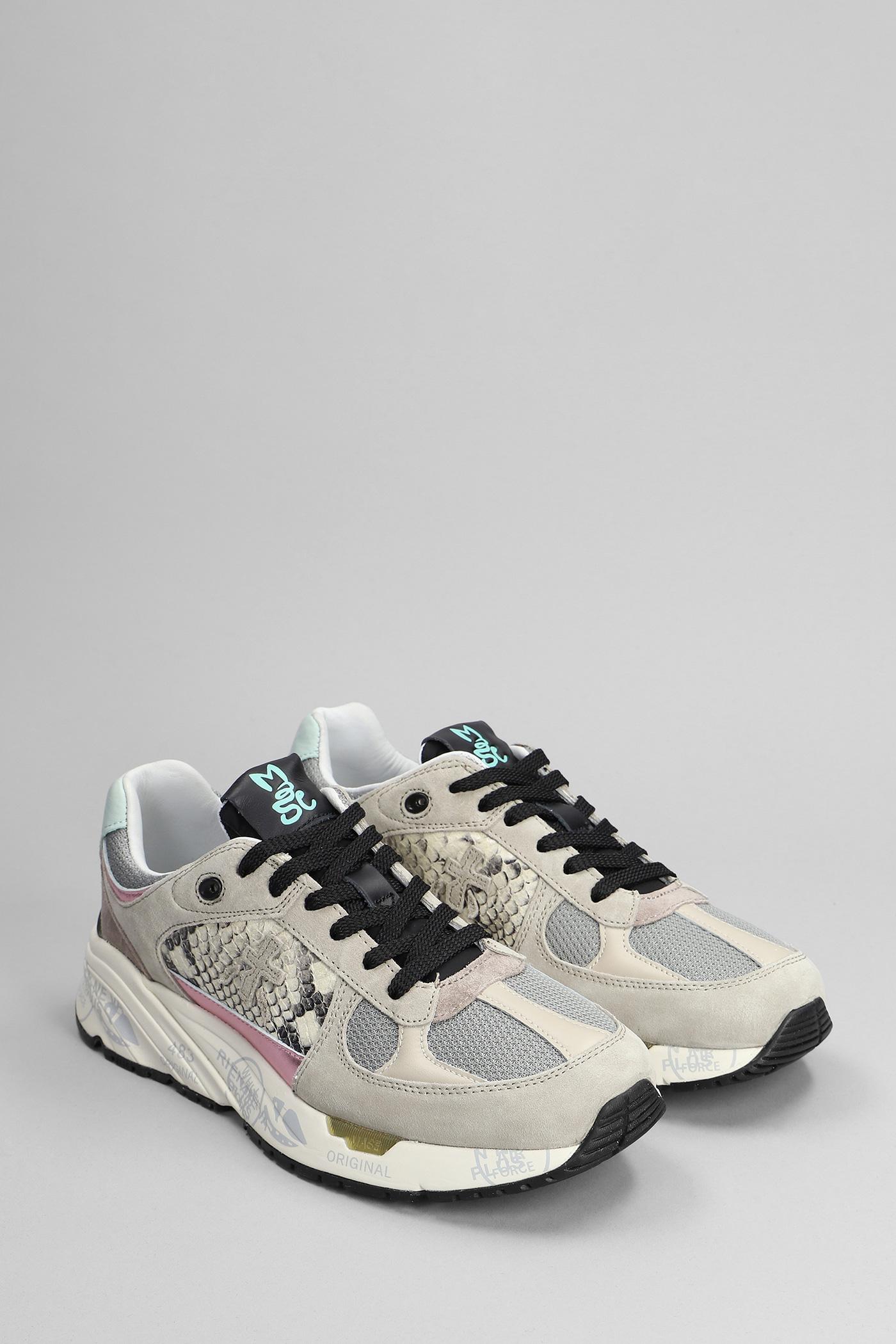 Premiata Mase Sneakers In Beige Suede And Fabric in White | Lyst