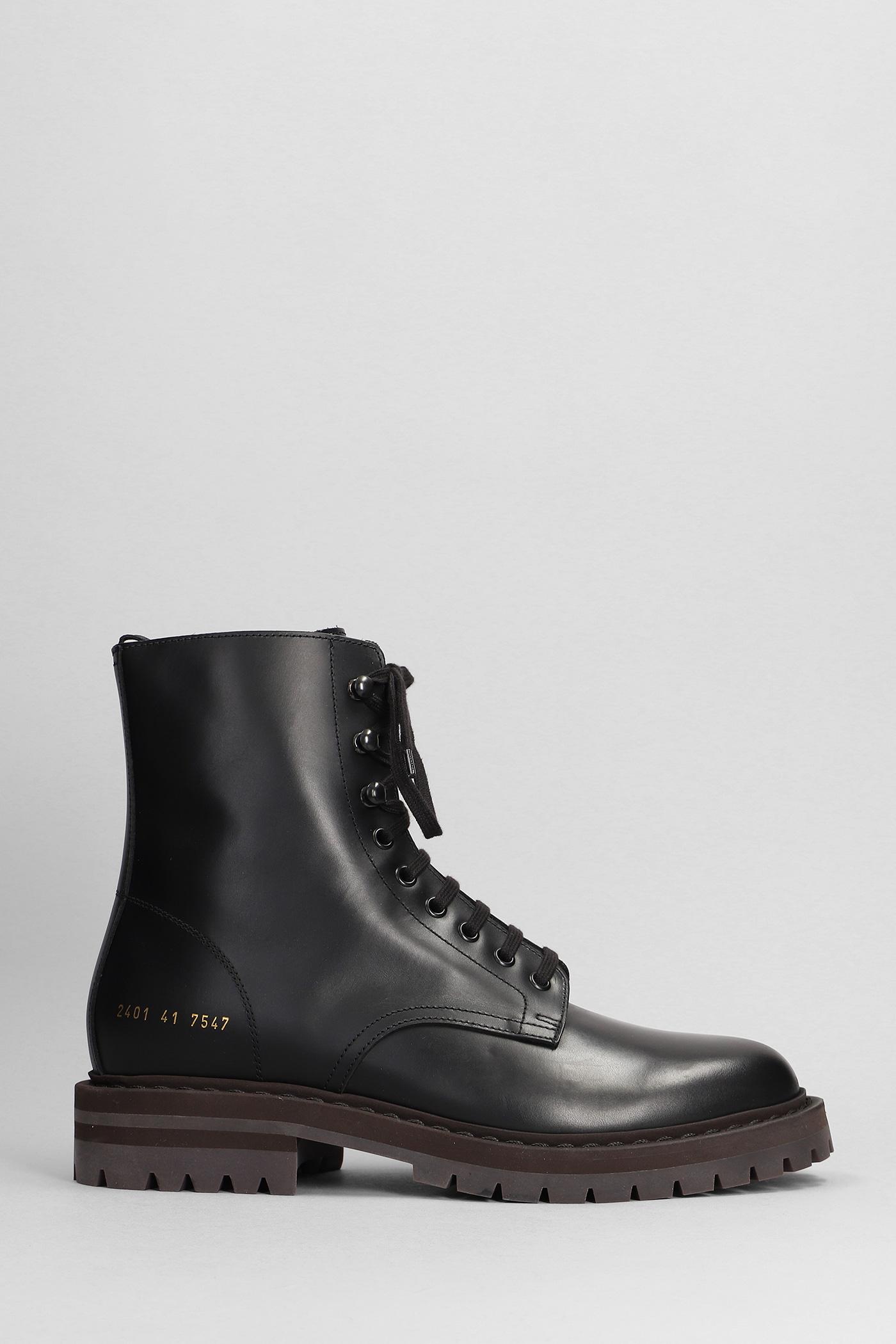 Common Projects Combat Boots In Black Leather for Men Lyst
