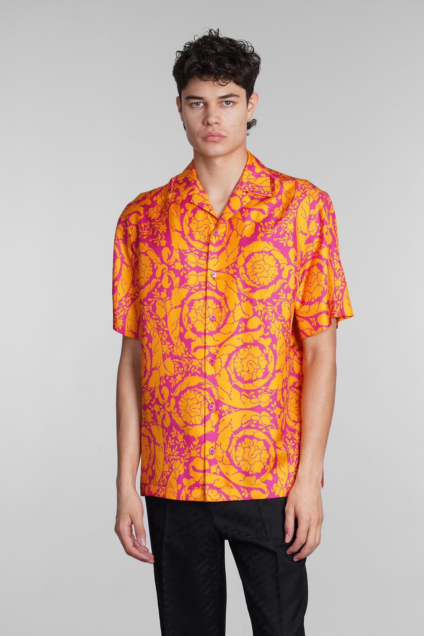 Versace Shirt In Silk in Orange for Men | Lyst