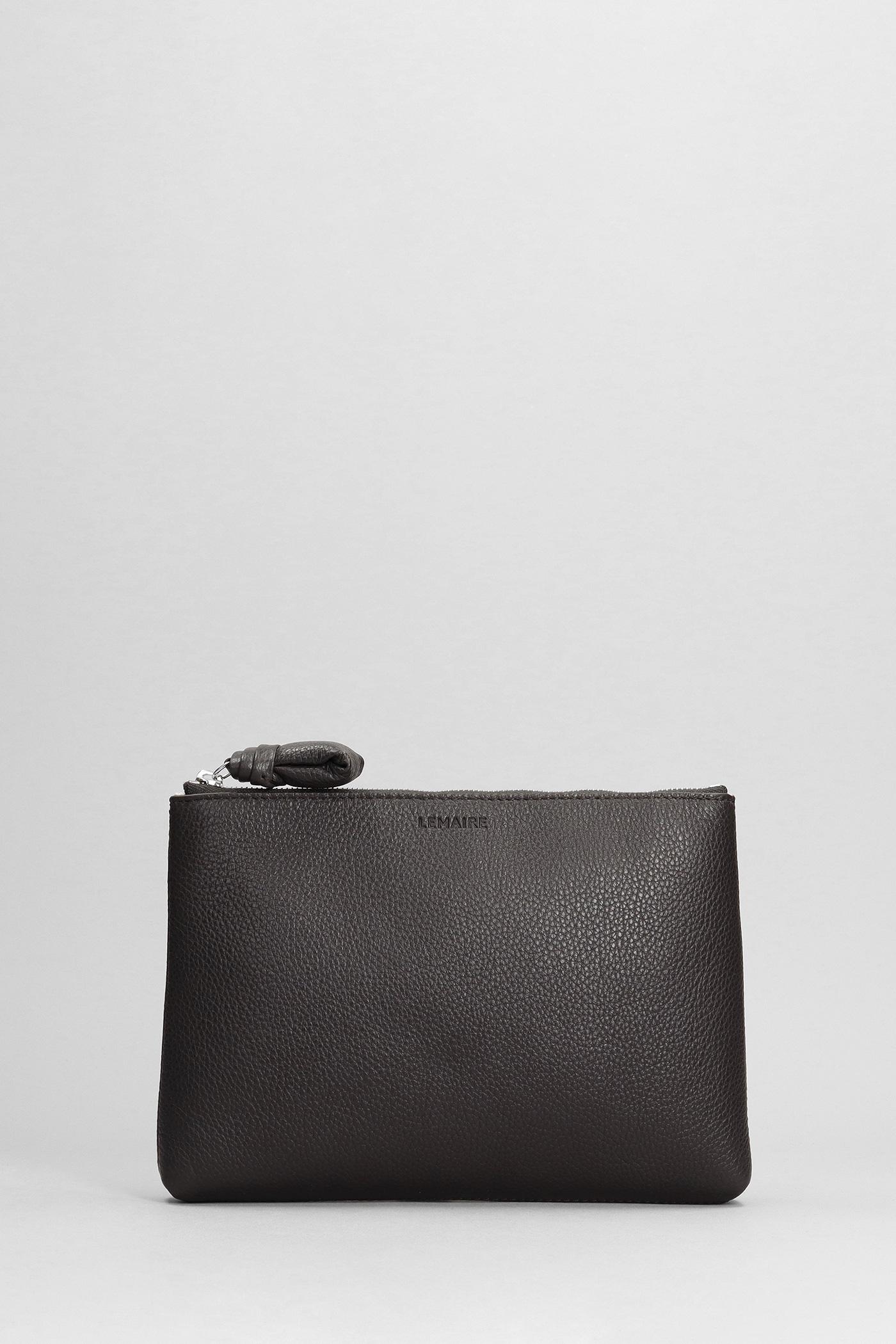 Lemaire Small Pouch Clutch In Brown Leather in Gray for Men | Lyst
