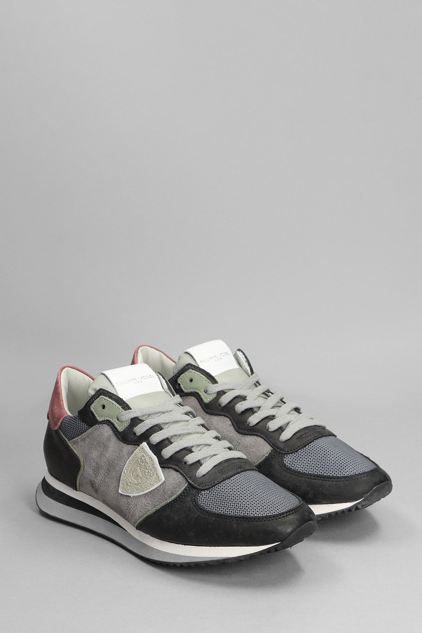 Philippe Model Trpx Sneakers In Grey Suede And Fabric in Gray | Lyst
