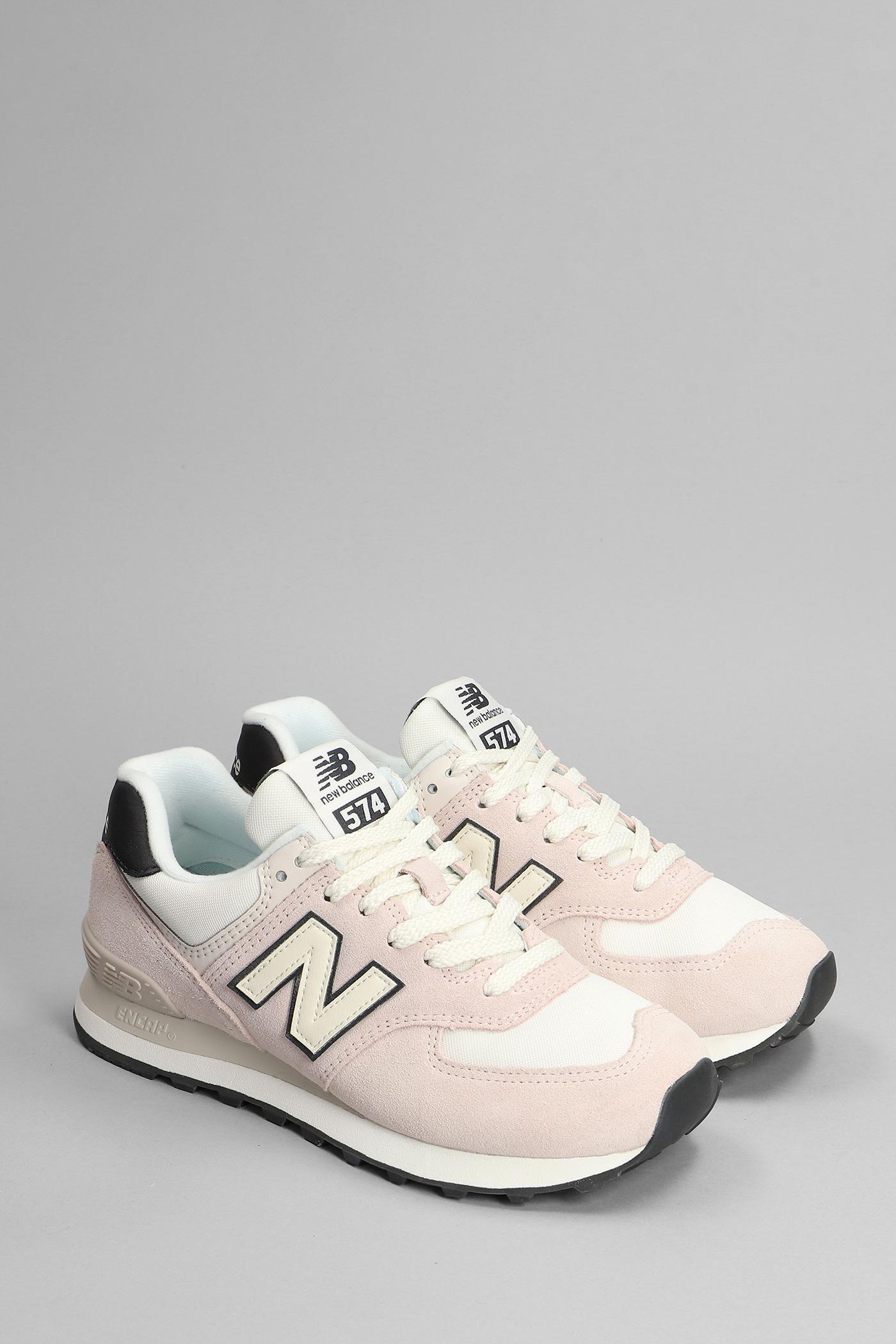 New Balance 574 Sneakers In Rose-pink Suede And Fabric in White | Lyst